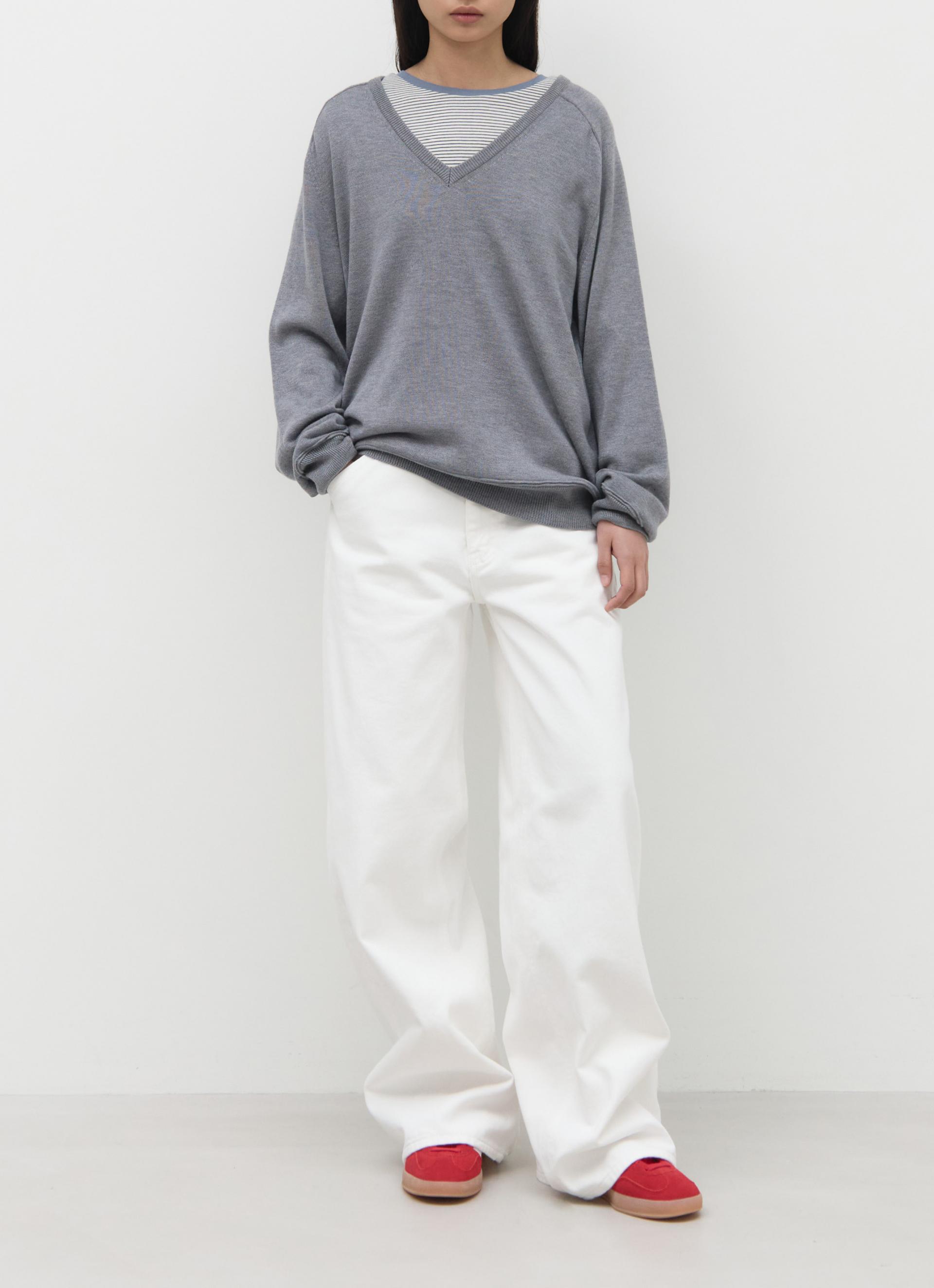 26SS LOOSE V-NECK KNIT / GREY