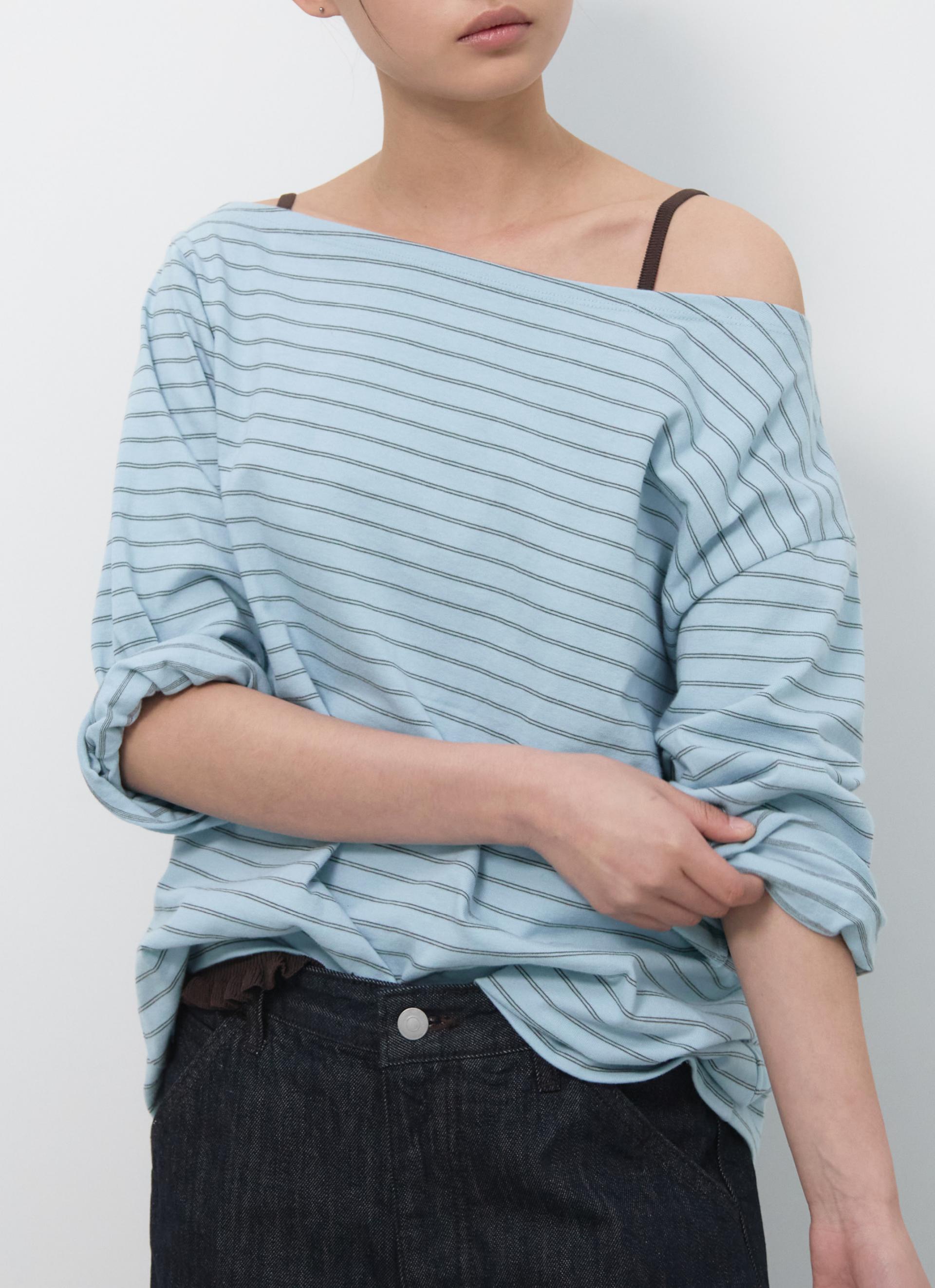26SS OFF SHOULDER STRIPE TOP / BLUE