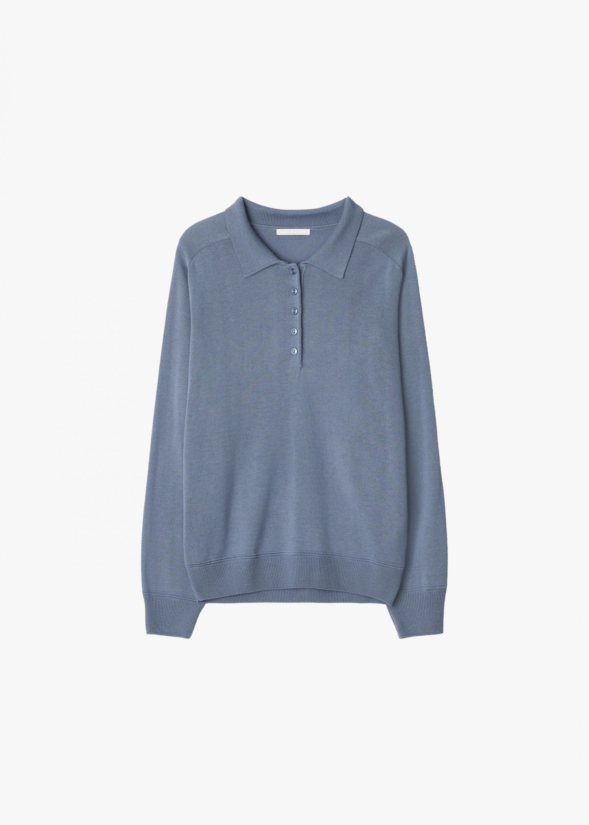 26SS WOOL SILK POLO KNIT / SAND BLUE
