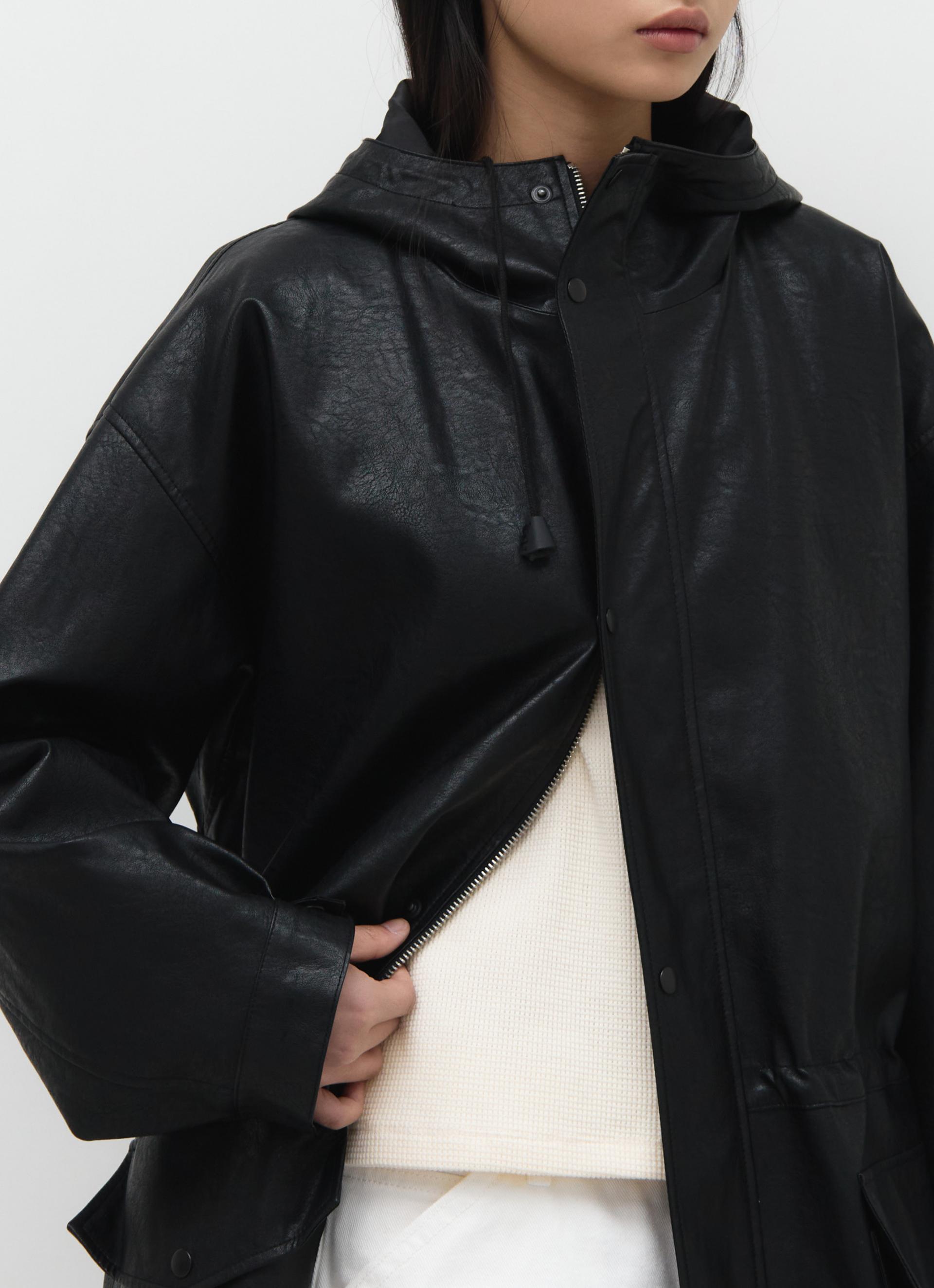 26SS HUNTING FAUX LEATHER JACKET / BLACK