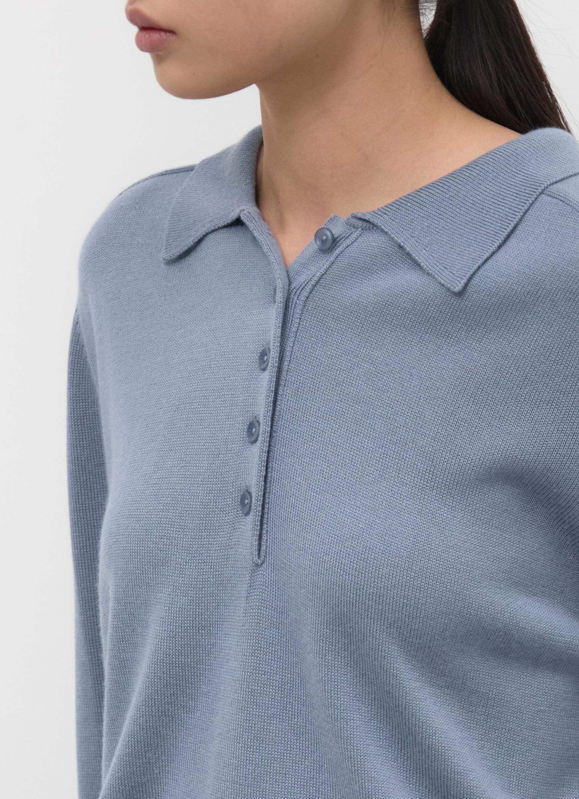 26SS WOOL SILK POLO KNIT / SAND BLUE
