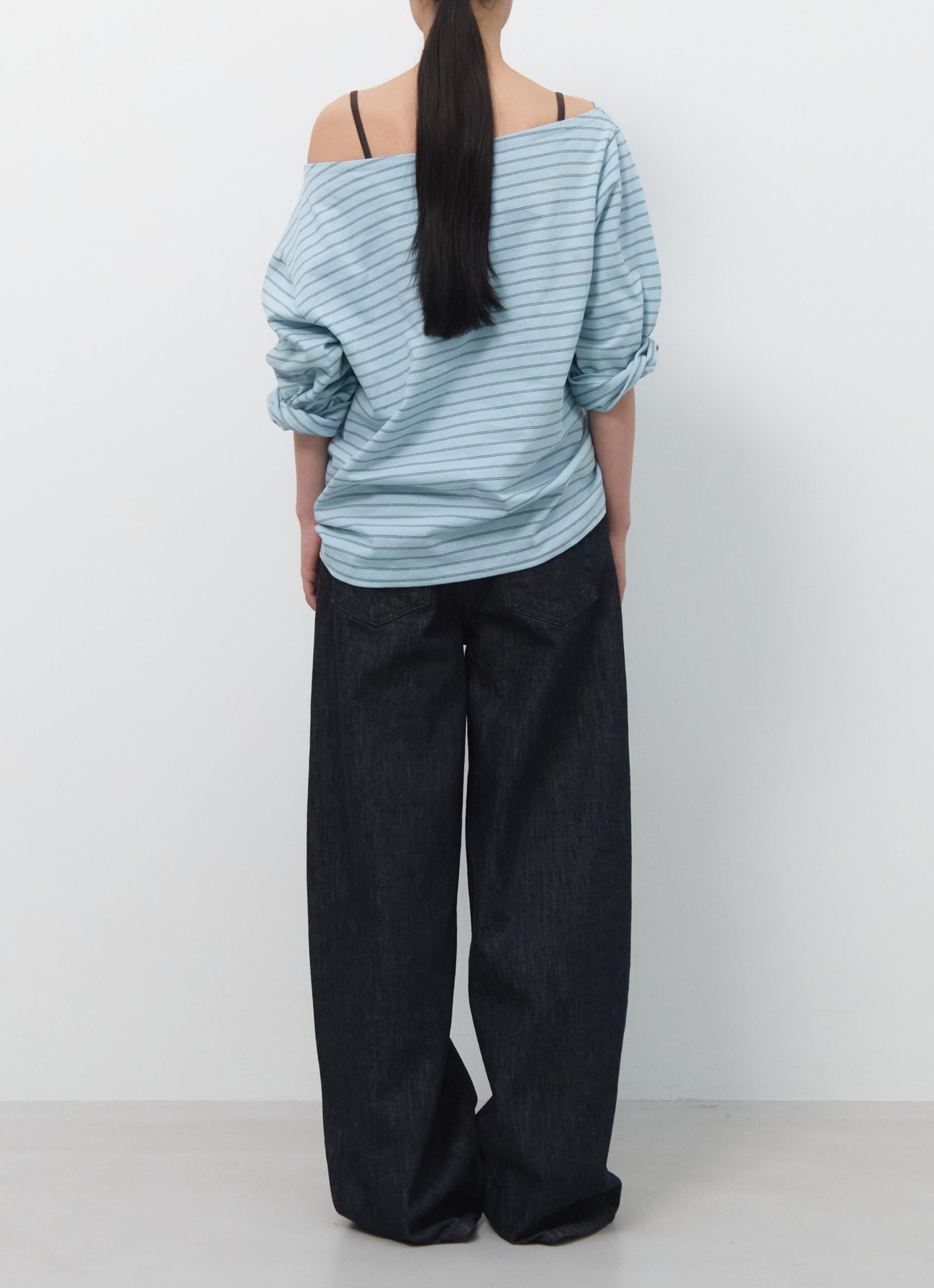 26SS OFF SHOULDER STRIPE TOP / BLUE