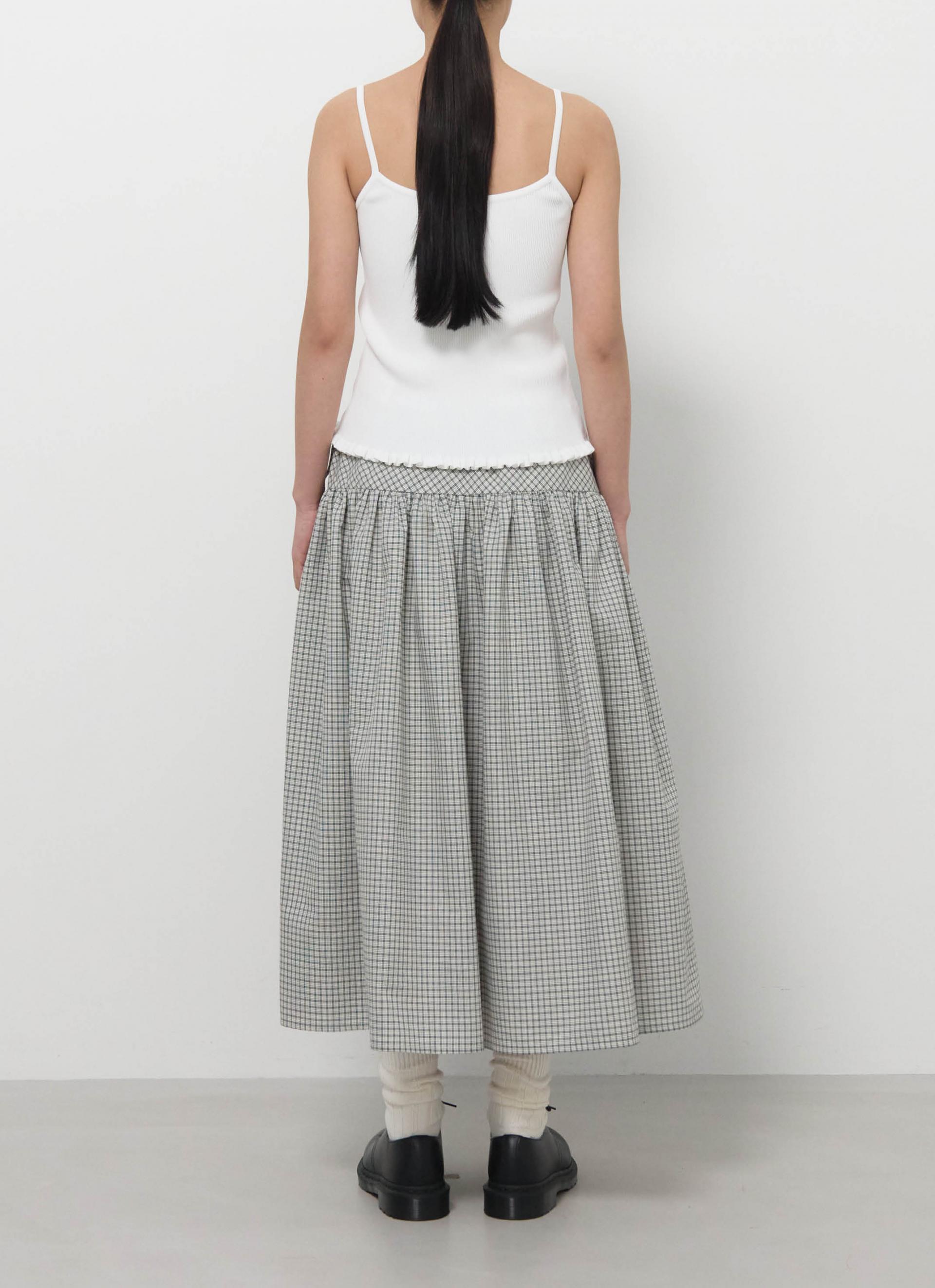 26SS SIDE DRAWSTRING FLARE SKIRT / CHECK