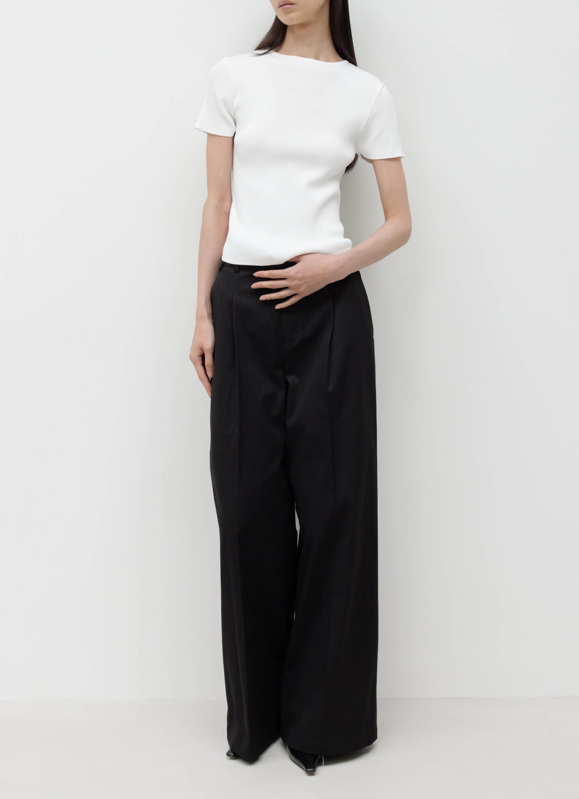 26SS RIBBED HALF SLEEVE KNIT / WHITE