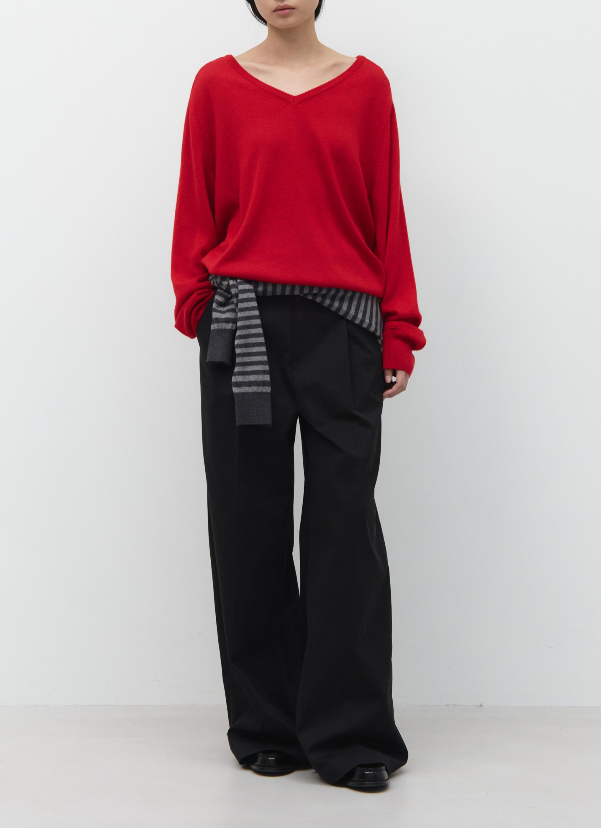 26SS LOOSE V-NECK KNIT / RED