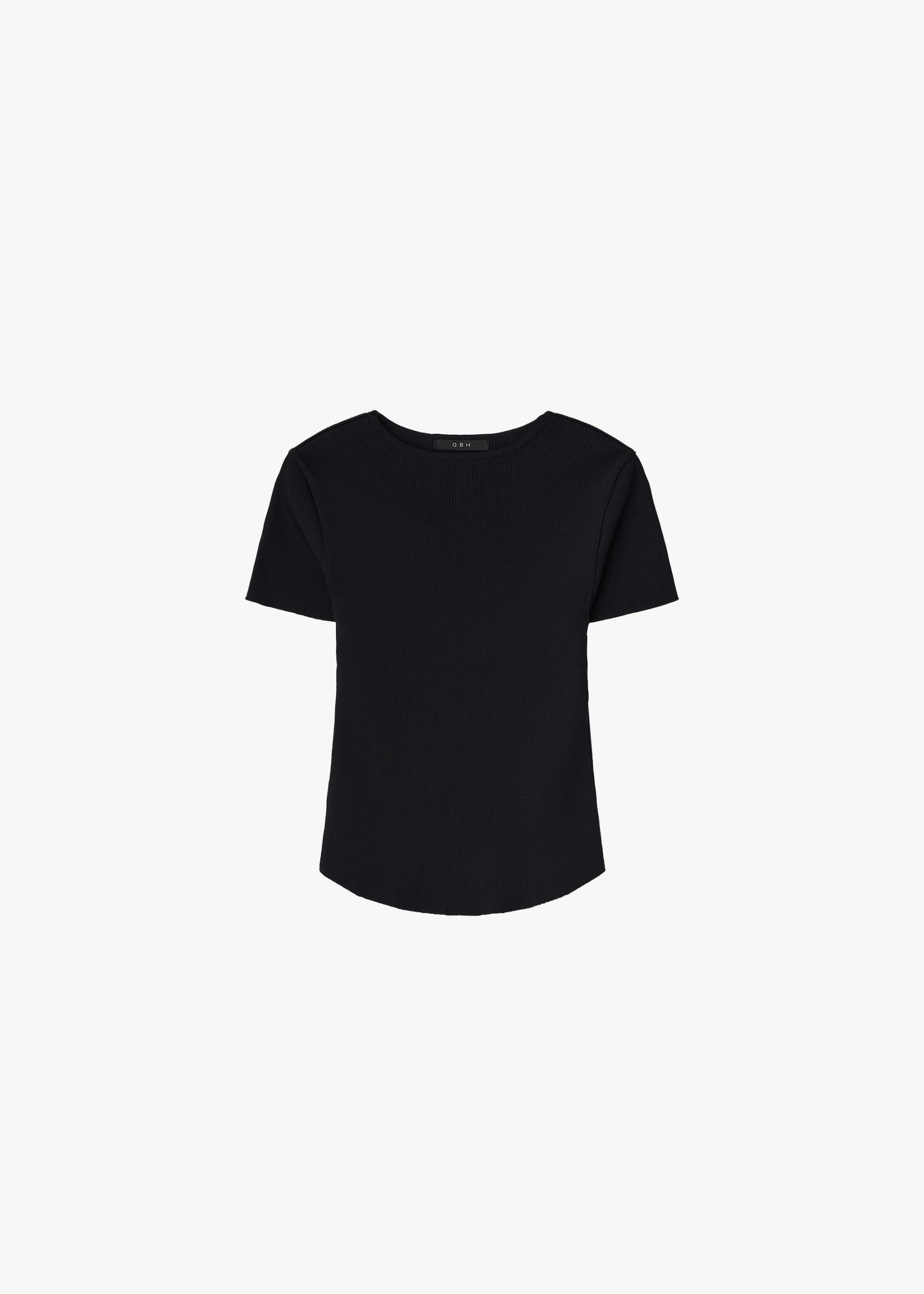 26SS RIBBED HALF SLEEVE KNIT / BLACK