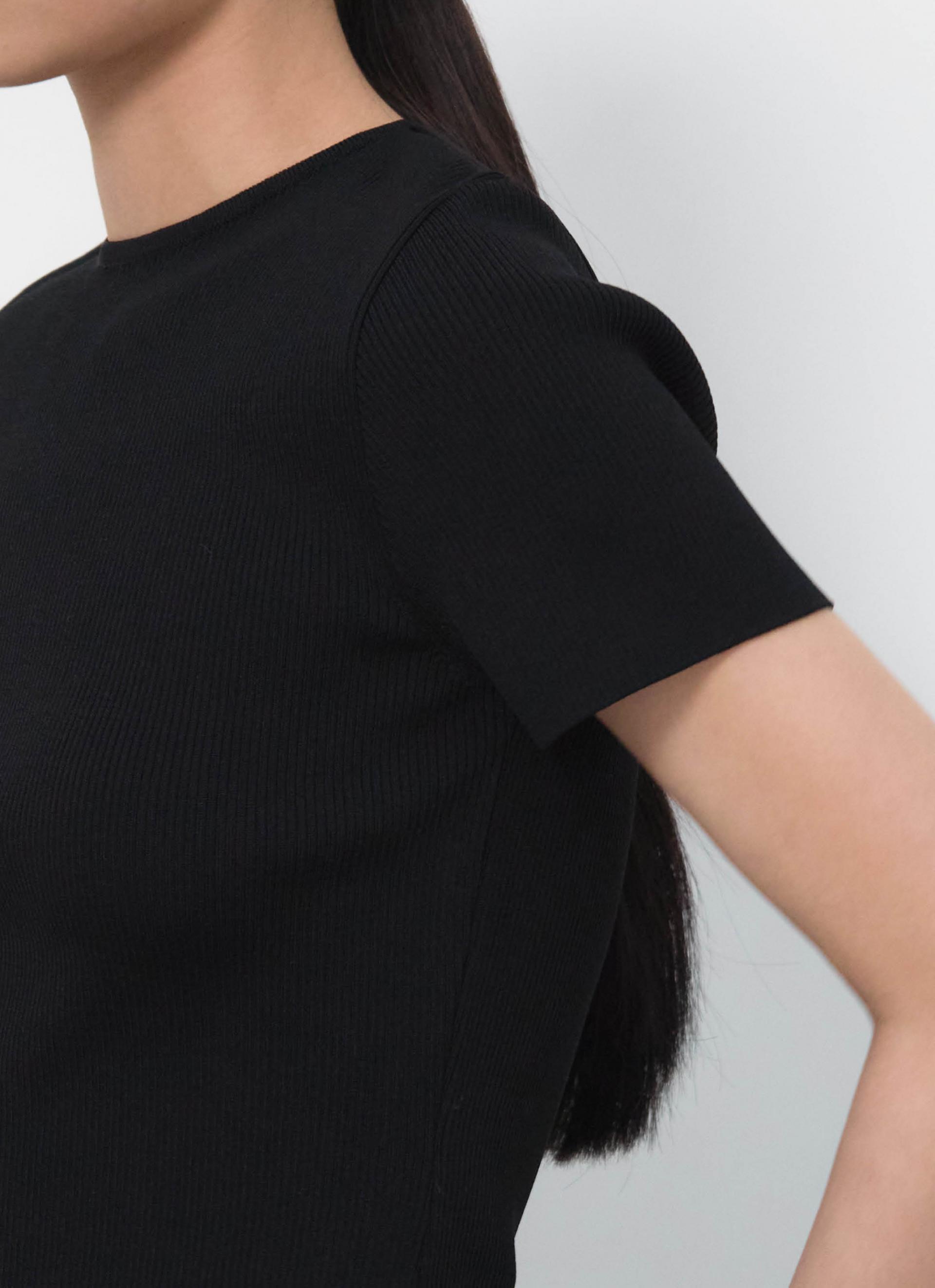 26SS RIBBED HALF SLEEVE KNIT / BLACK