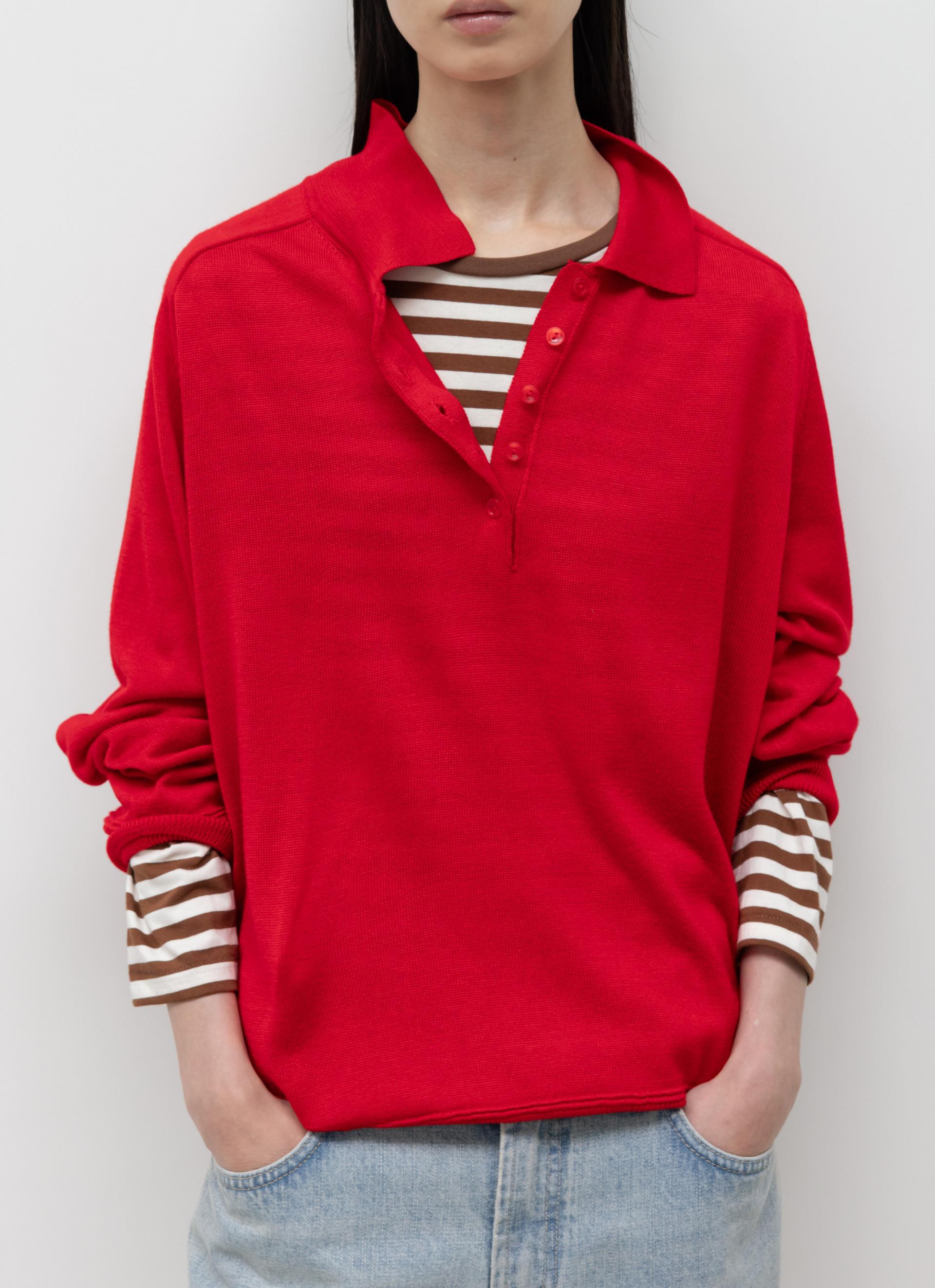 26SS WOOL SILK POLO KNIT / RED