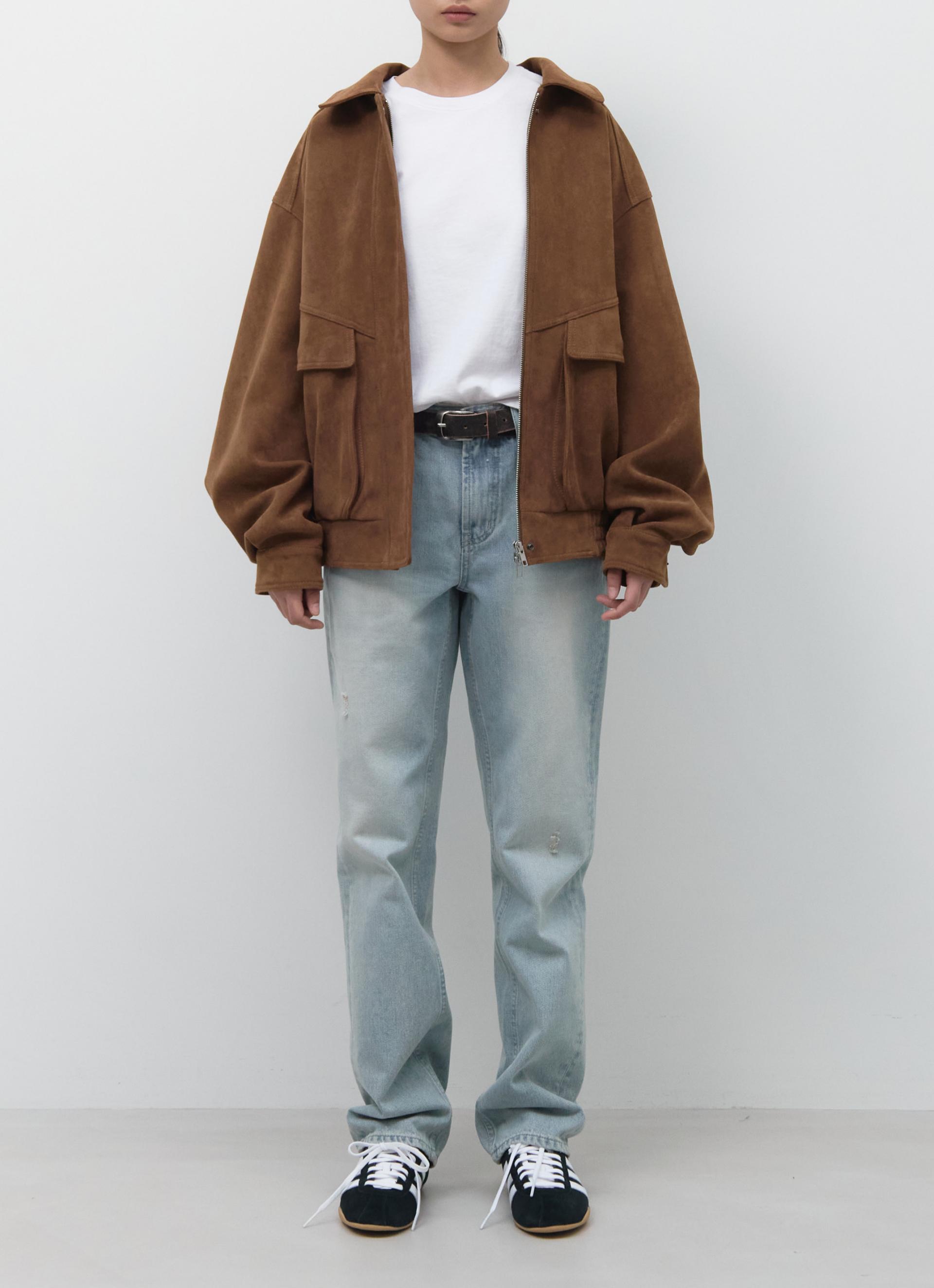 26SS FAUX SUEDE BOMBER / BROWN