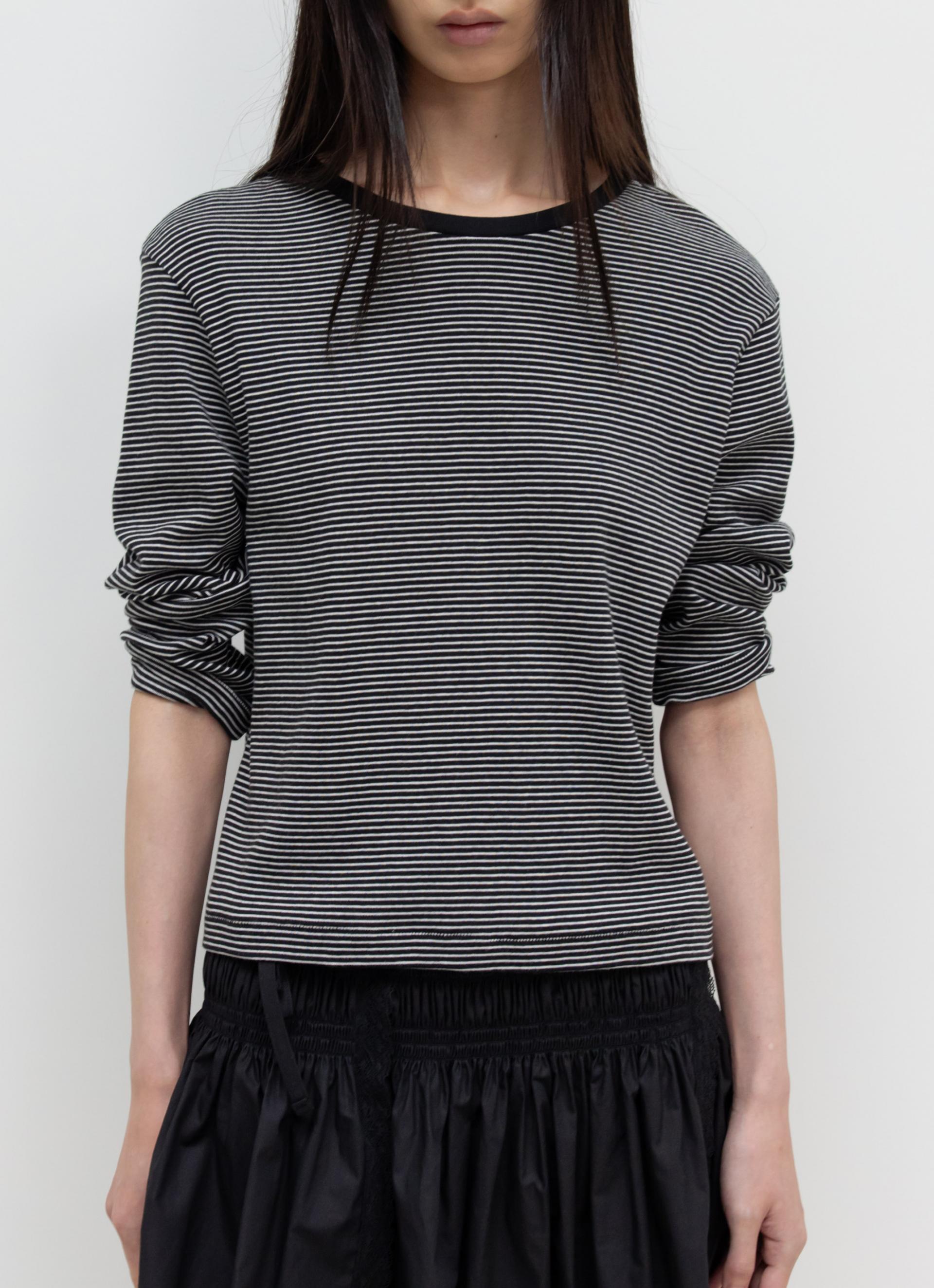 26SS MID SLEEVE STRIPE TOP / BLACK