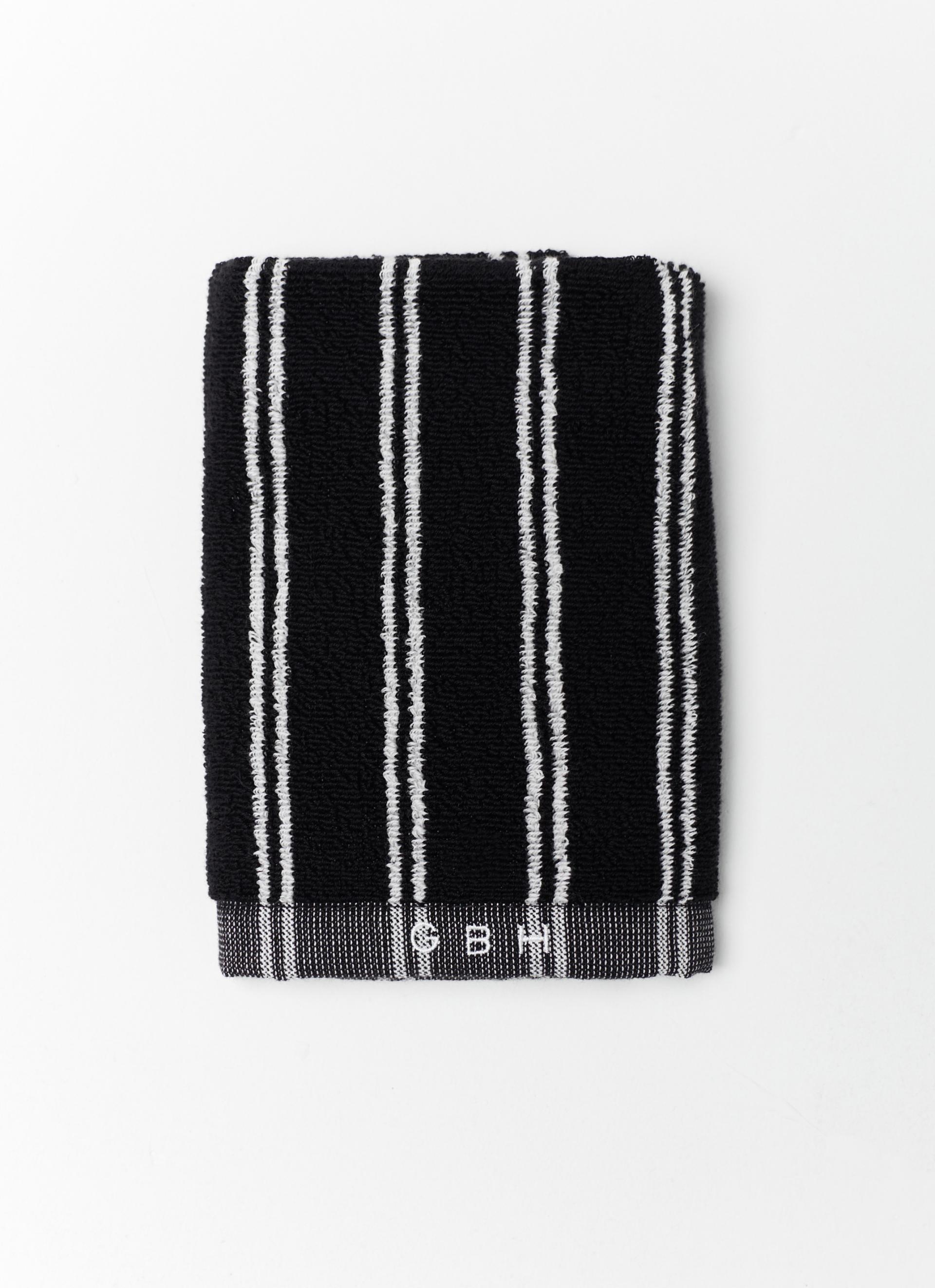 HAND TOWEL_STRIPE TWIN BLACK
