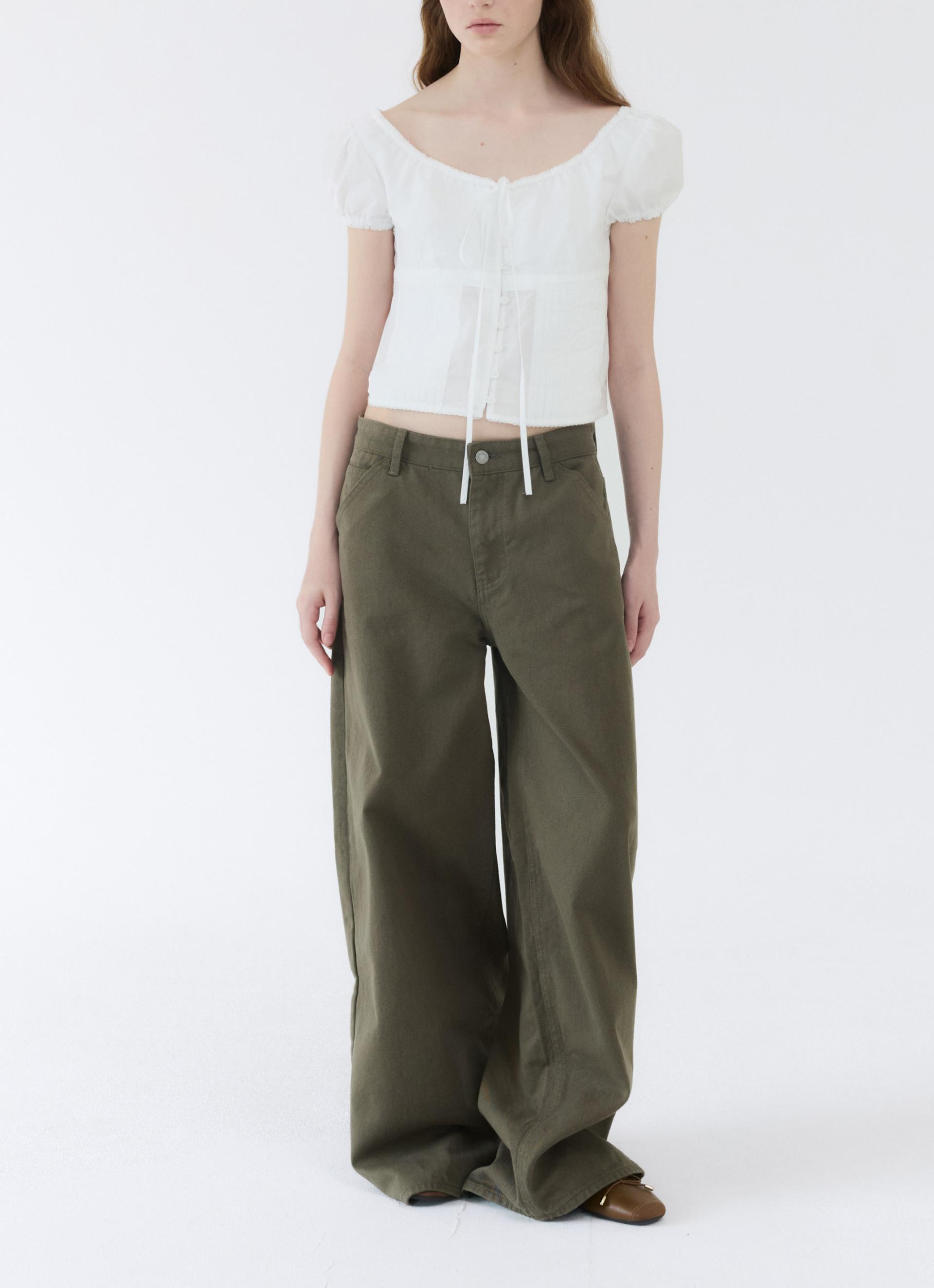 26SS WIDE CINCH-BACK JEAN / KHAKI