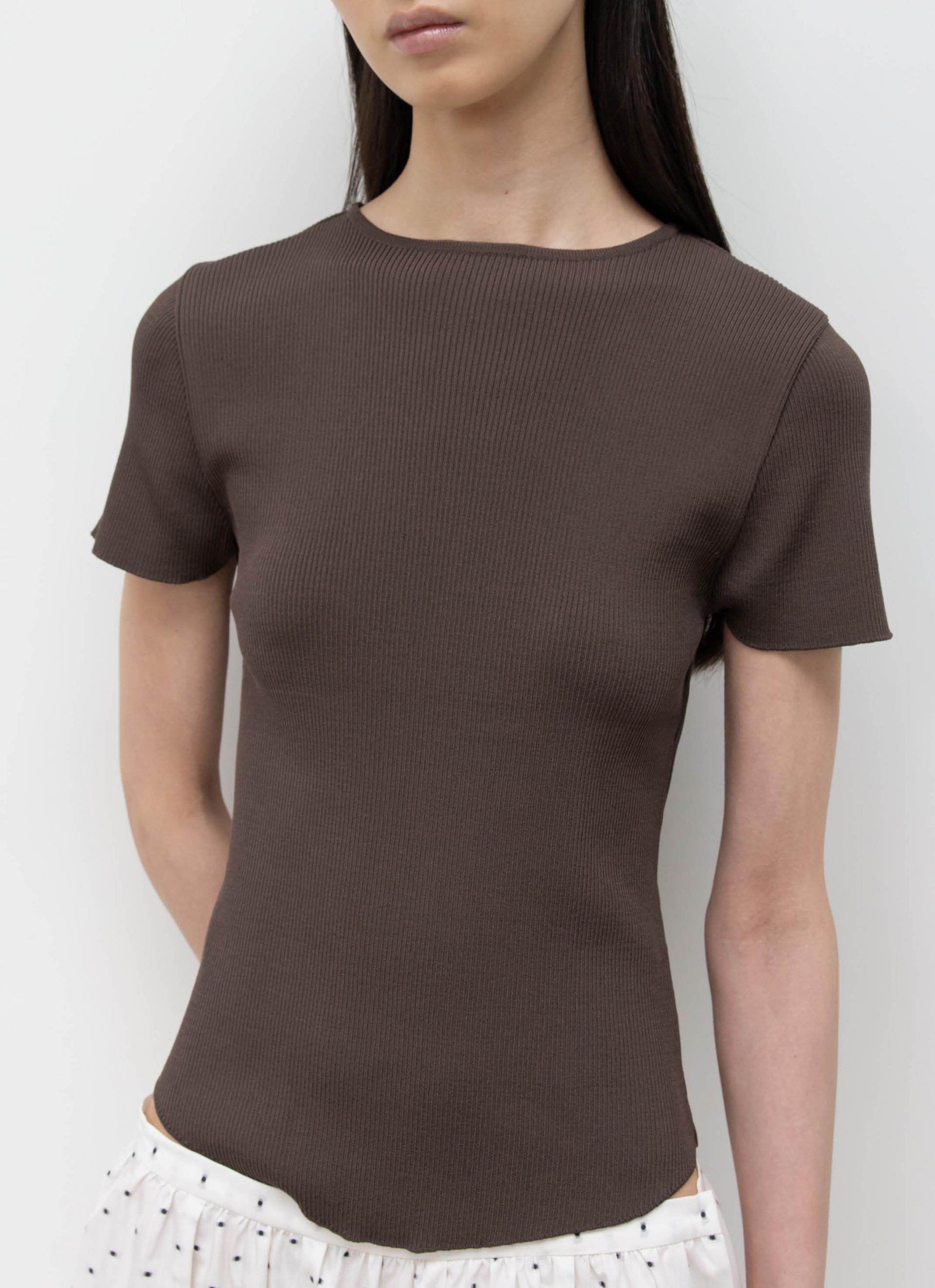 26SS RIBBED HALF SLEEVE KNIT / BROWN