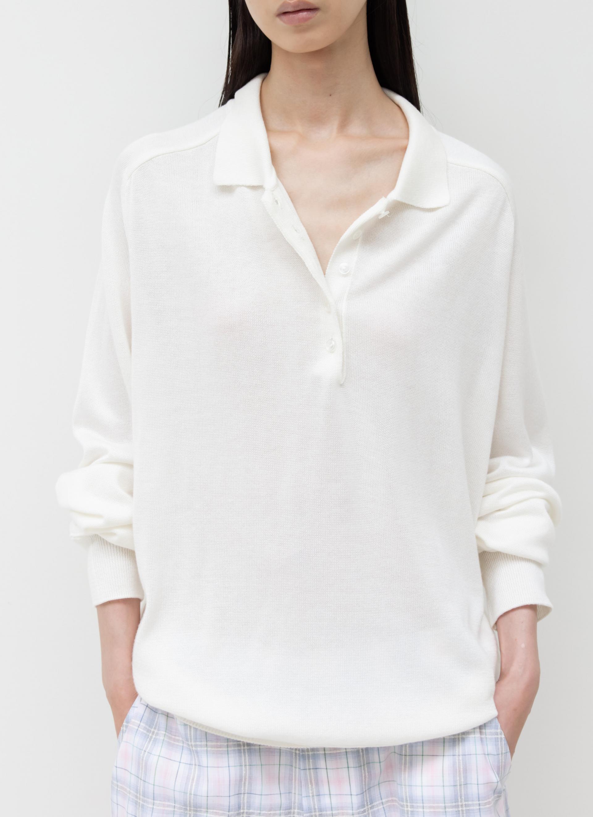 26SS WOOL SILK POLO KNIT / IVORY