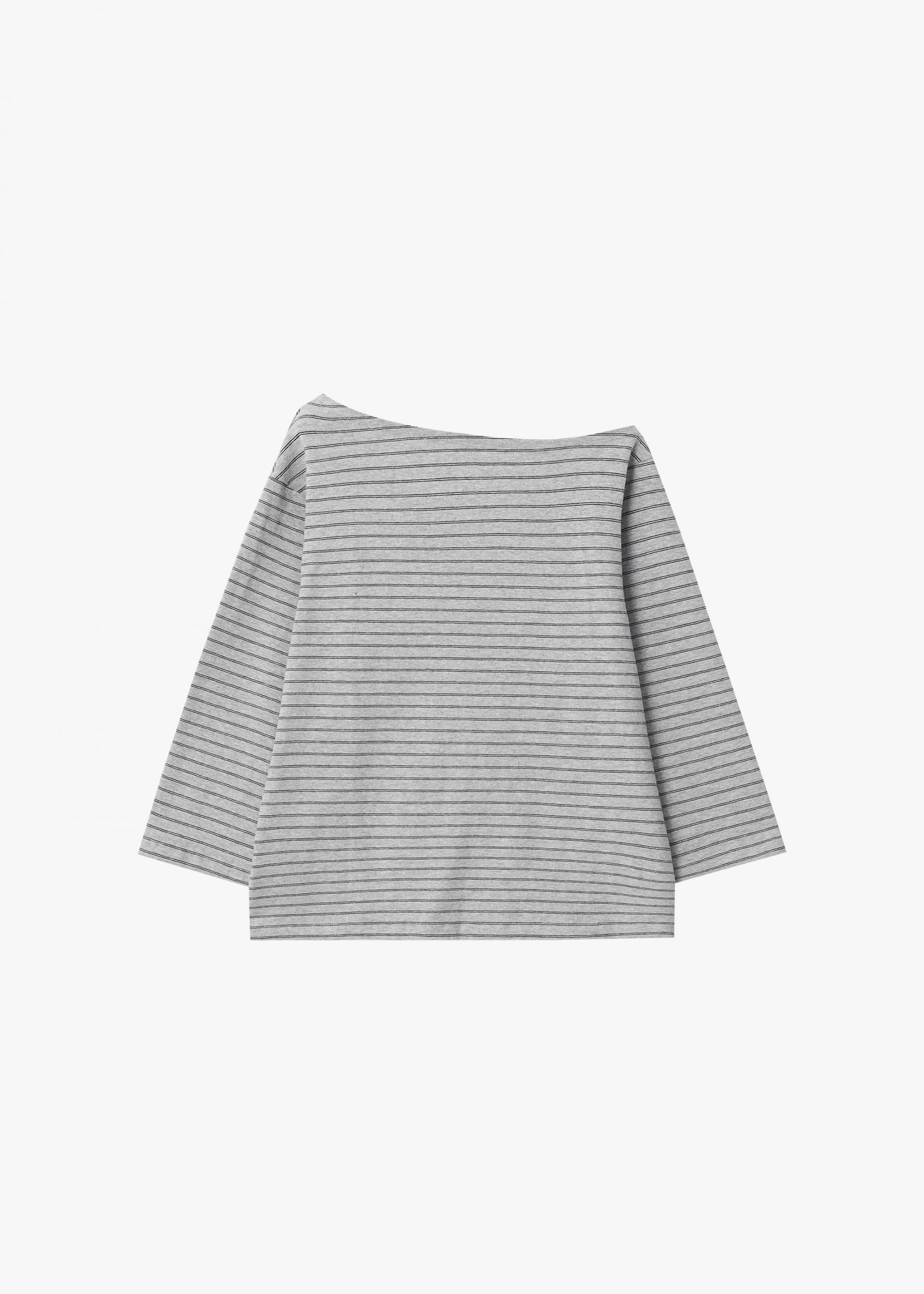 26SS OFF SHOULDER STRIPE TOP / GREY