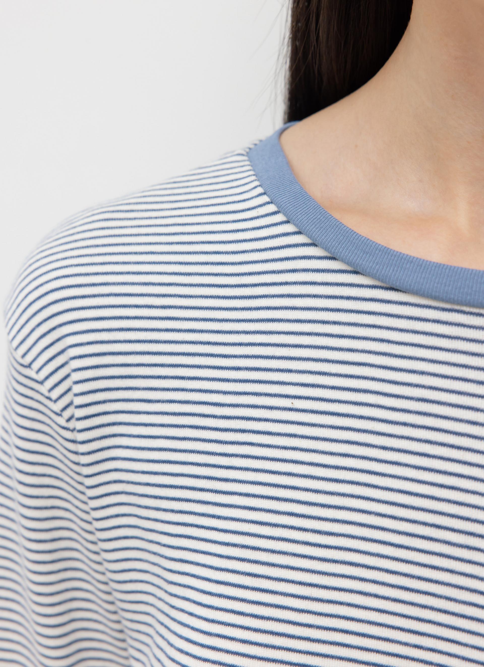 26SS MID SLEEVE STRIPE TOP / LIGHT BLUE