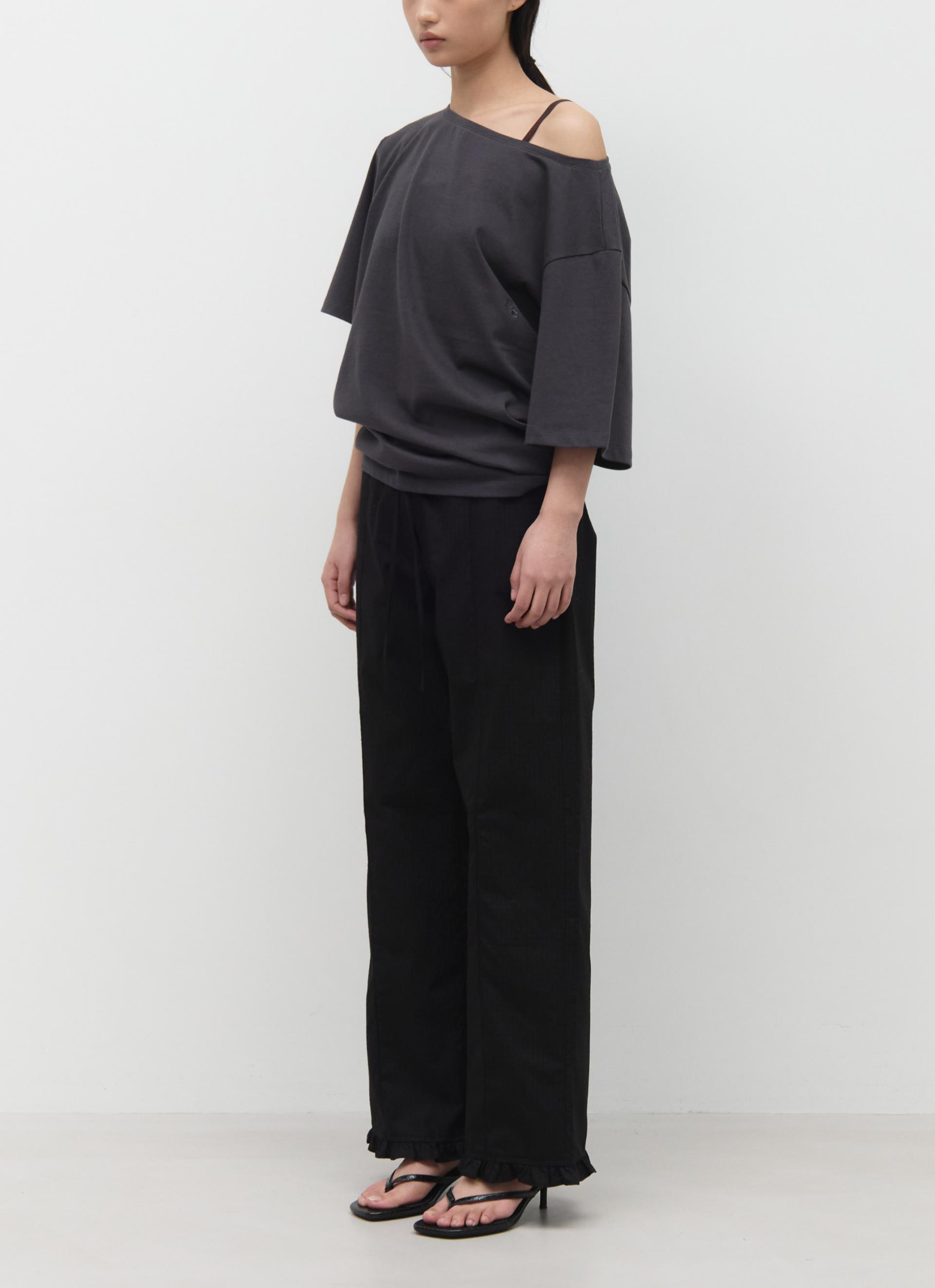 26SS UNBALANCE OFF SHOULDER TOP / GREY