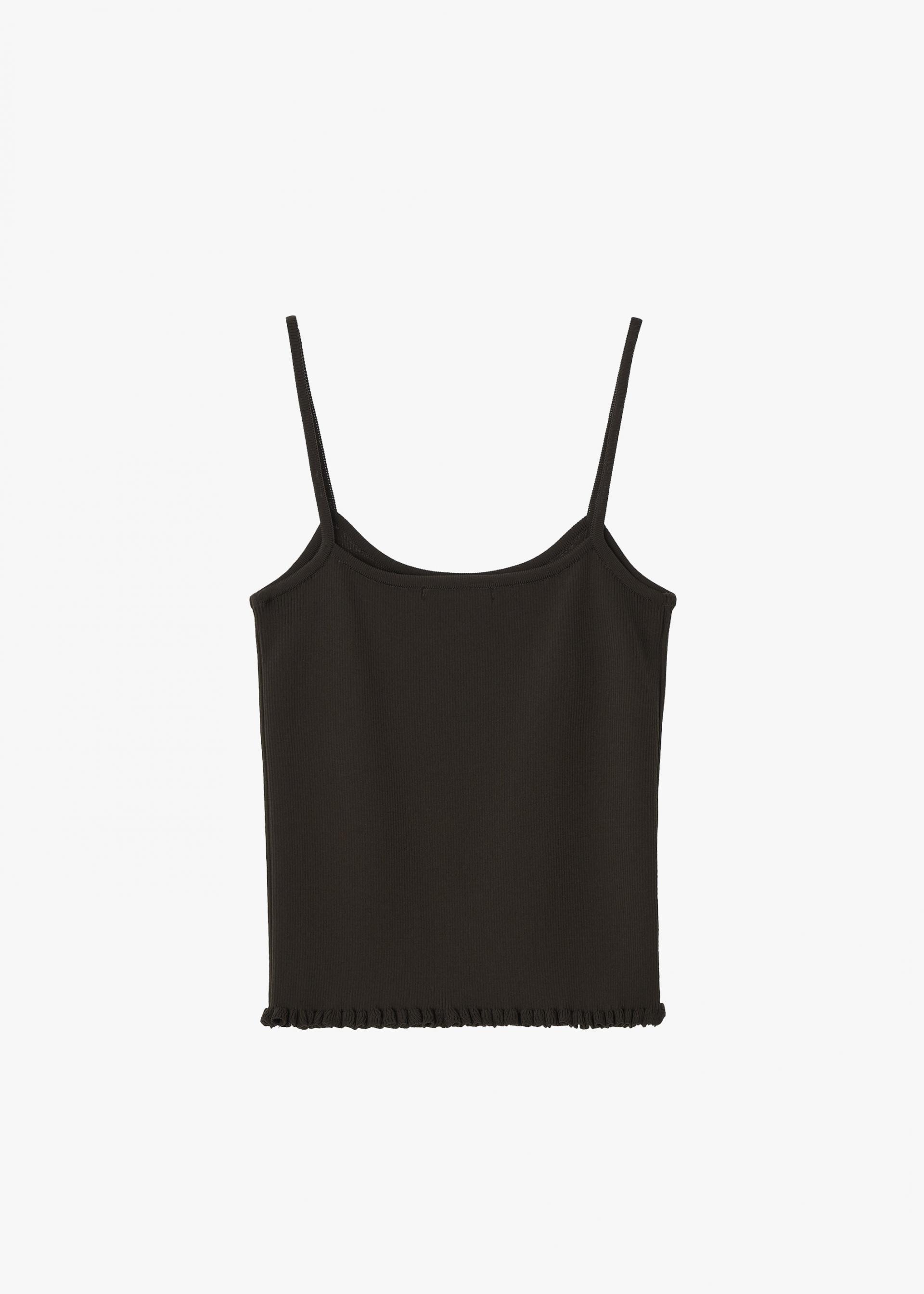 26SS RIBBED FRILL SLEEVELESS / BROWN