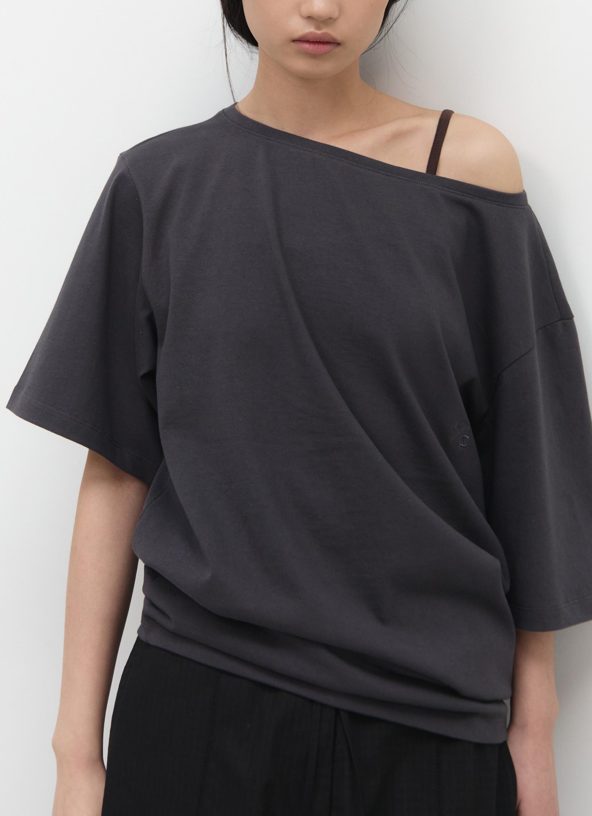 26SS UNBALANCE OFF SHOULDER TOP / GREY
