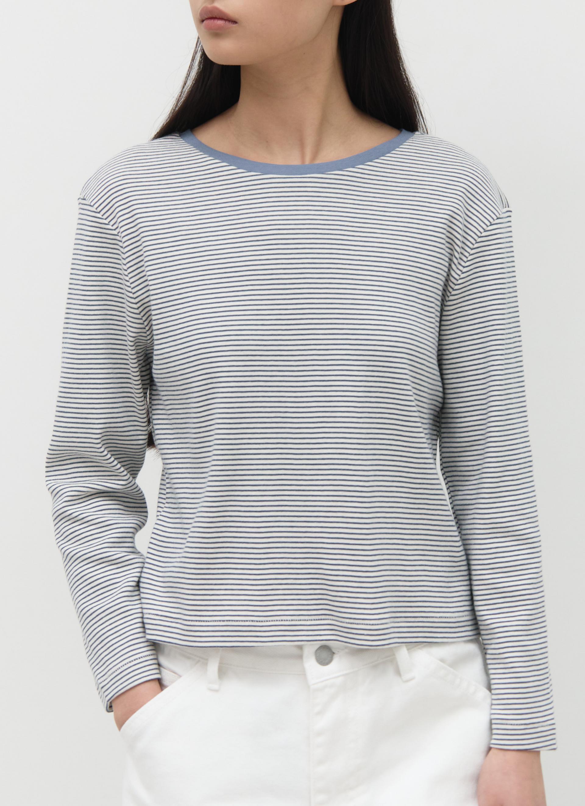 26SS MID SLEEVE STRIPE TOP / LIGHT BLUE
