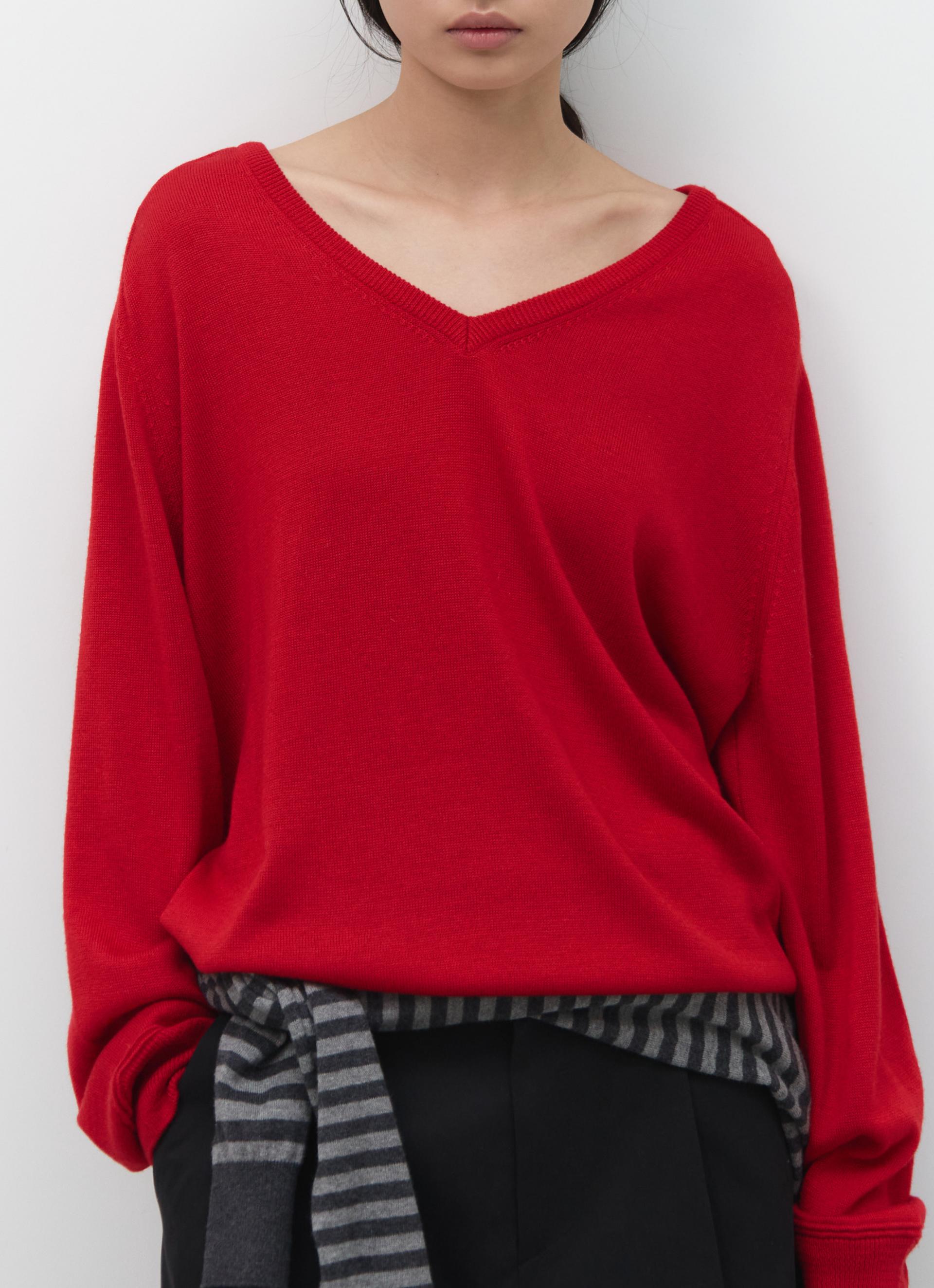 26SS LOOSE V-NECK KNIT / RED