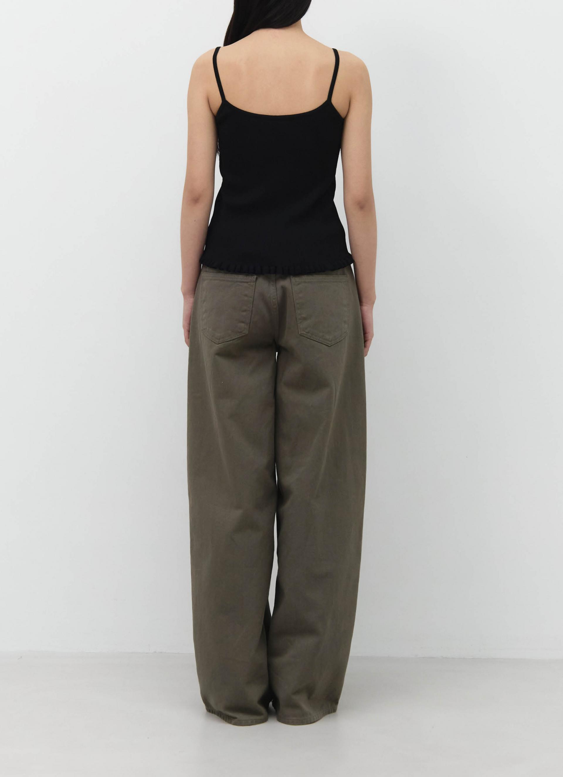 26SS RIBBED FRILL SLEEVELESS / BLACK
