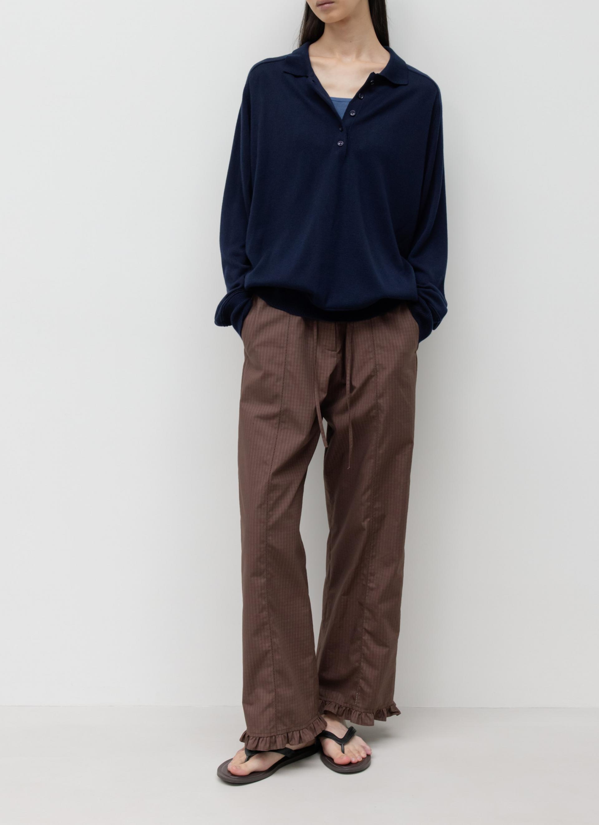 26SS WOOL SILK POLO KNIT / NAVY