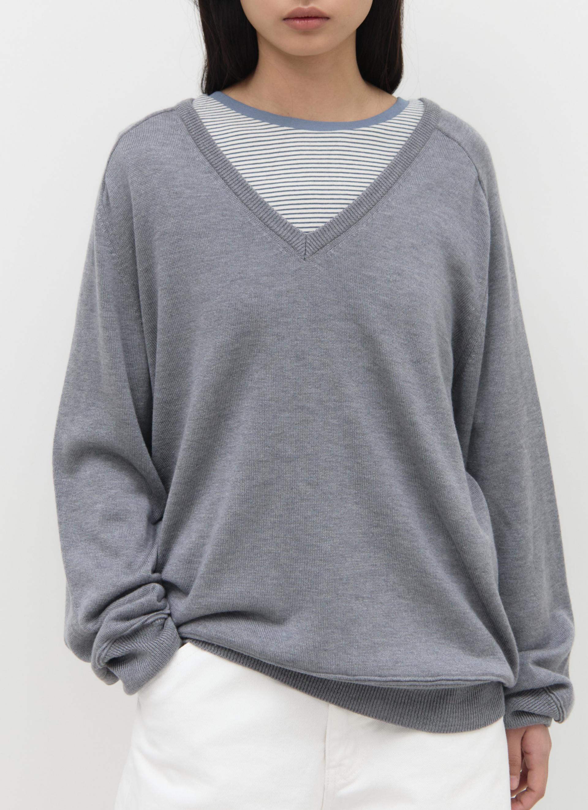 26SS LOOSE V-NECK KNIT / GREY