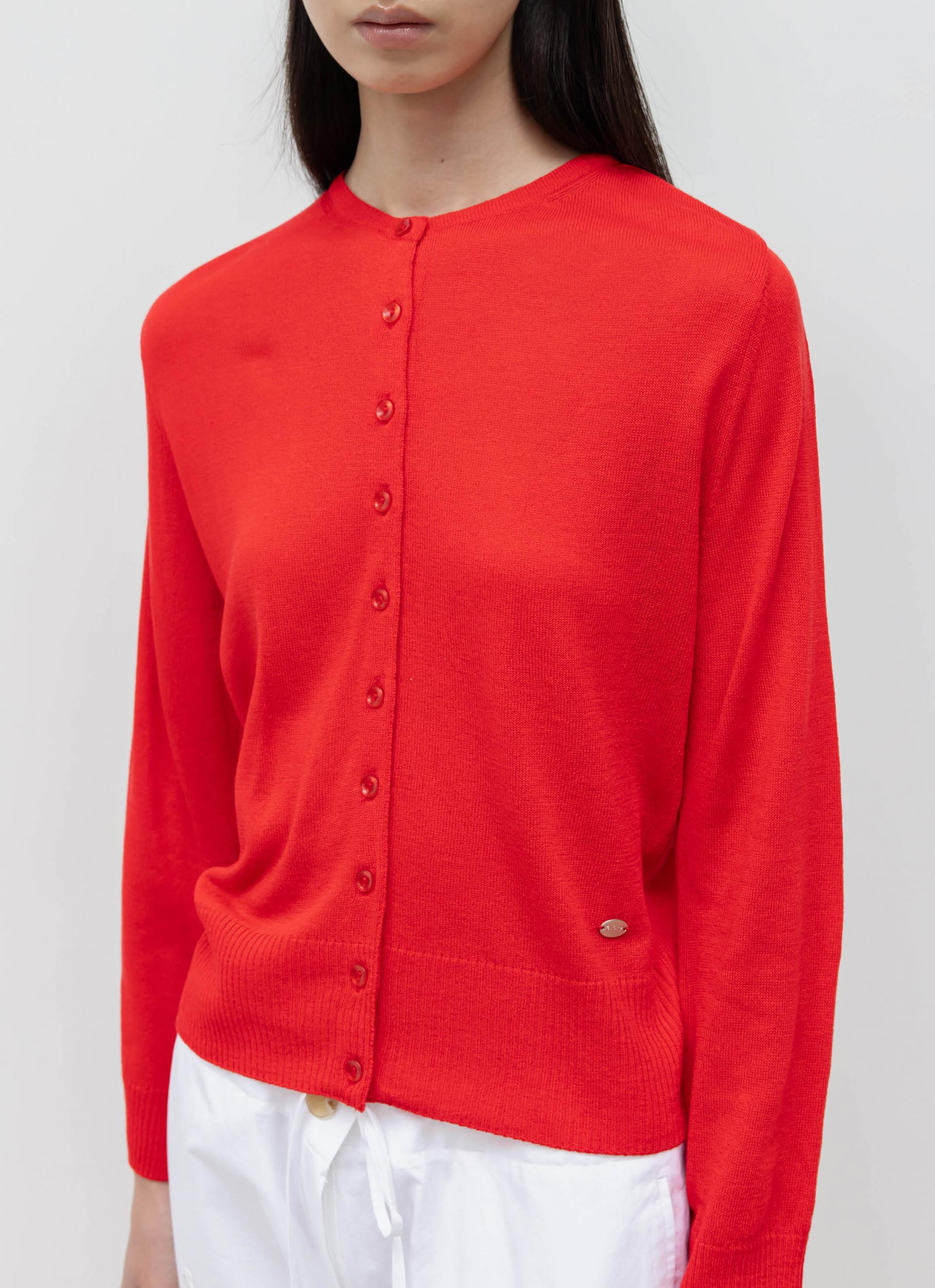 26SS SHEER CARDIGAN / RED