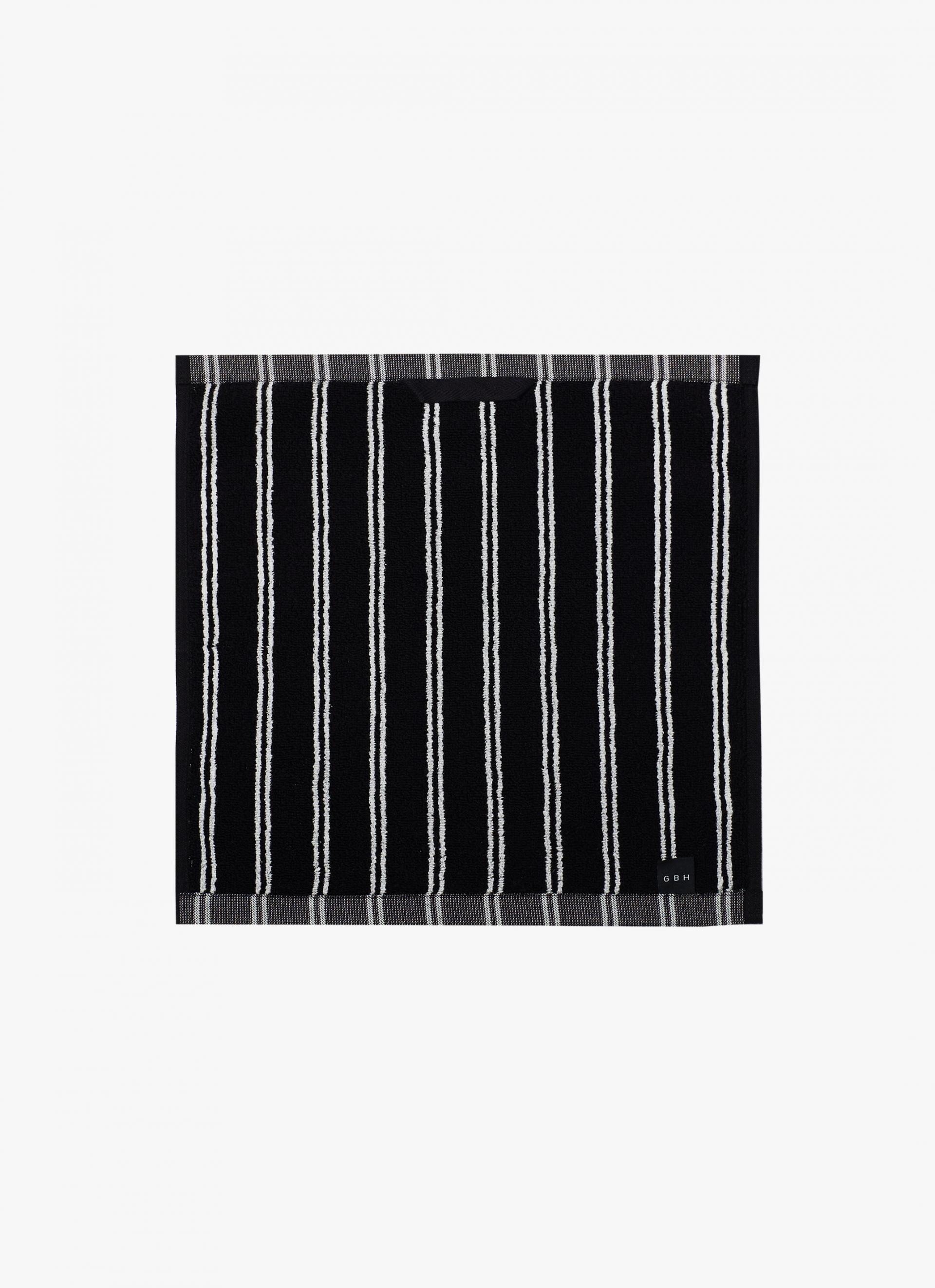 HAND TOWEL_STRIPE TWIN BLACK