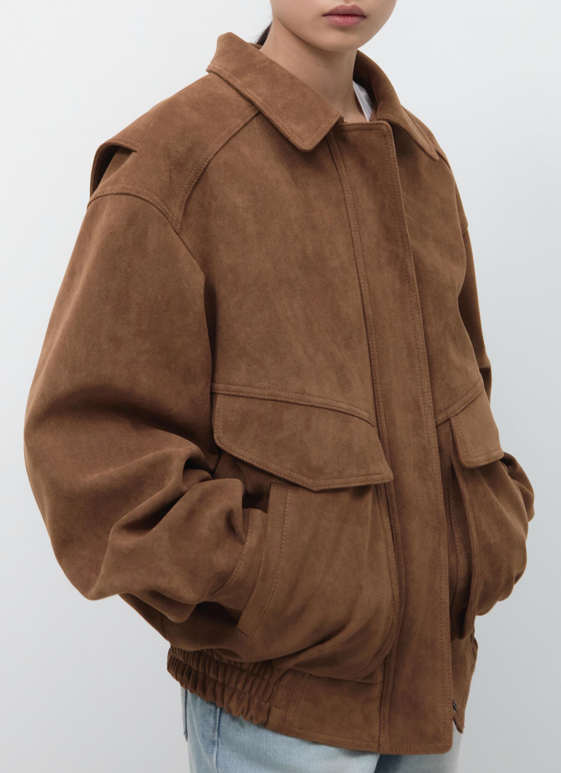 26SS FAUX SUEDE BOMBER / BROWN