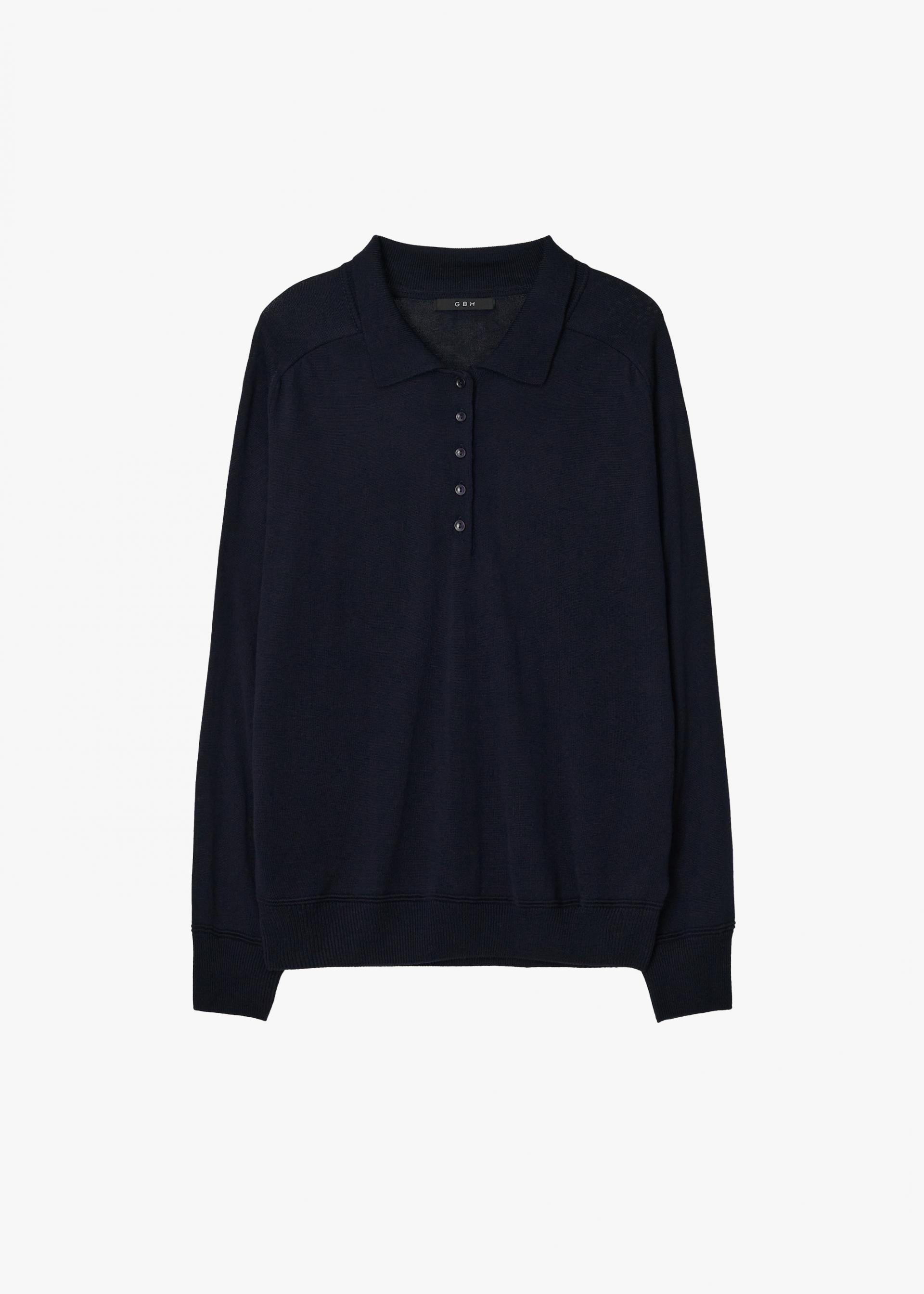 26SS WOOL SILK POLO KNIT / NAVY