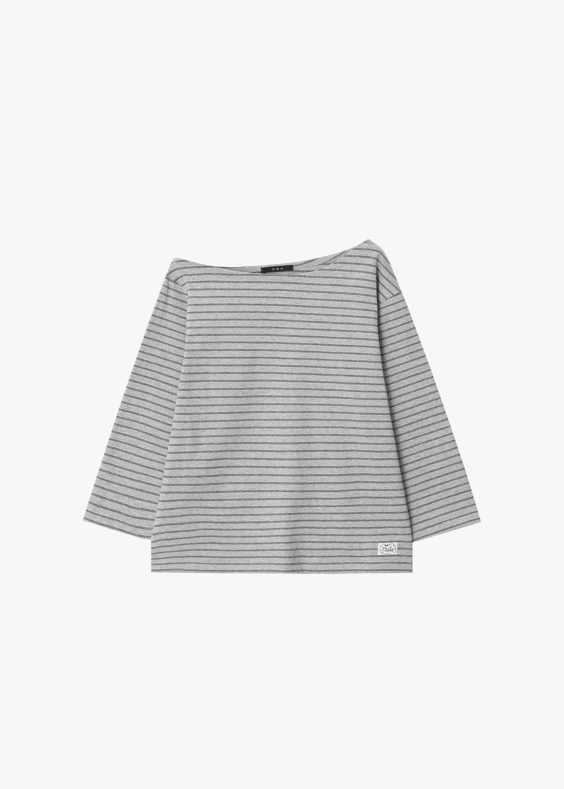 26SS OFF SHOULDER STRIPE TOP / GREY