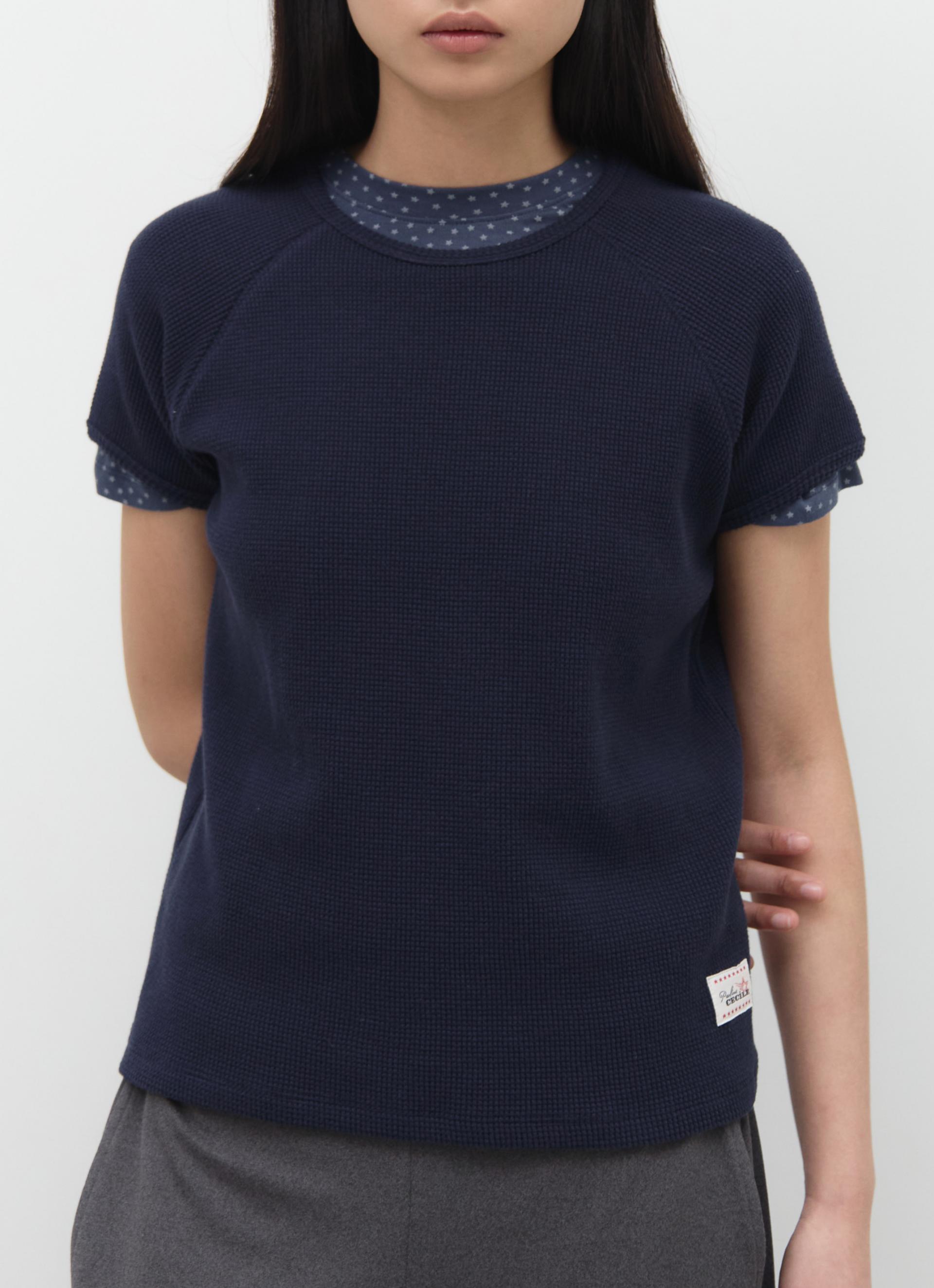 26SS PETITE WAFFLE TOP / NAVY