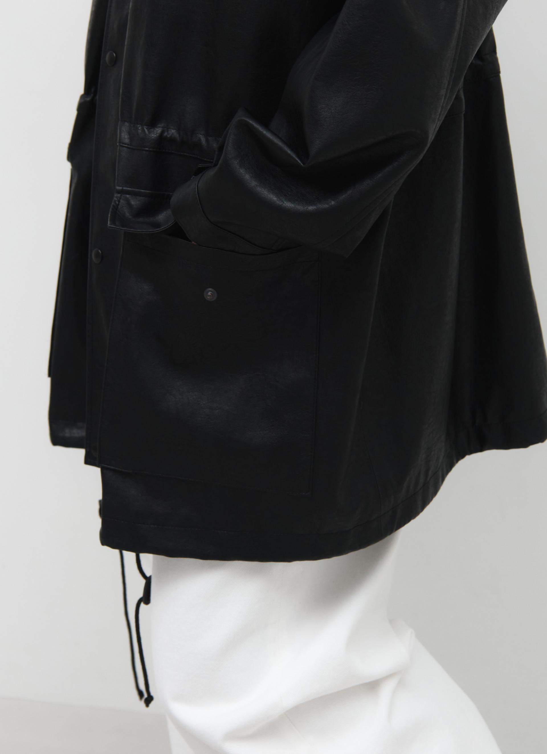 26SS HUNTING FAUX LEATHER JACKET / BLACK