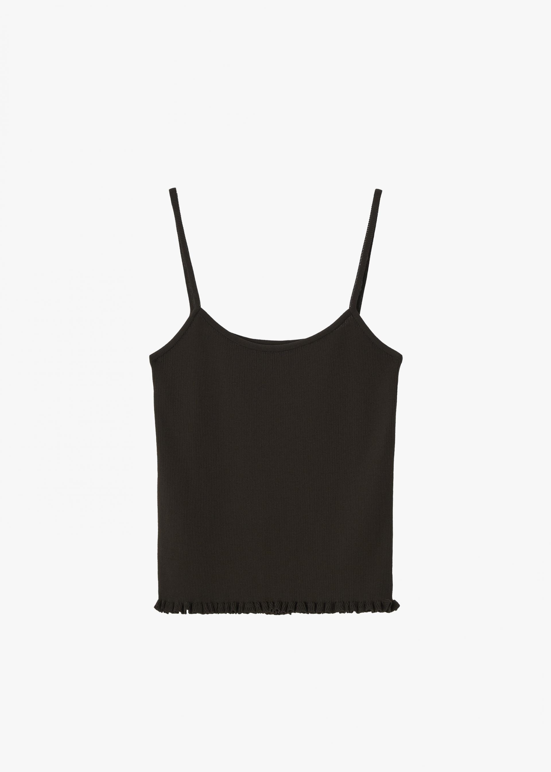 26SS RIBBED FRILL SLEEVELESS / BROWN