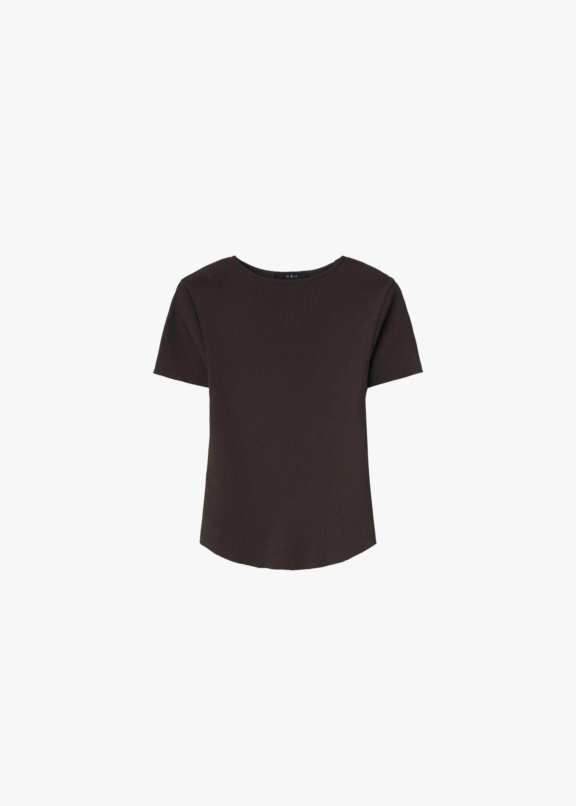 26SS RIBBED HALF SLEEVE KNIT / BROWN