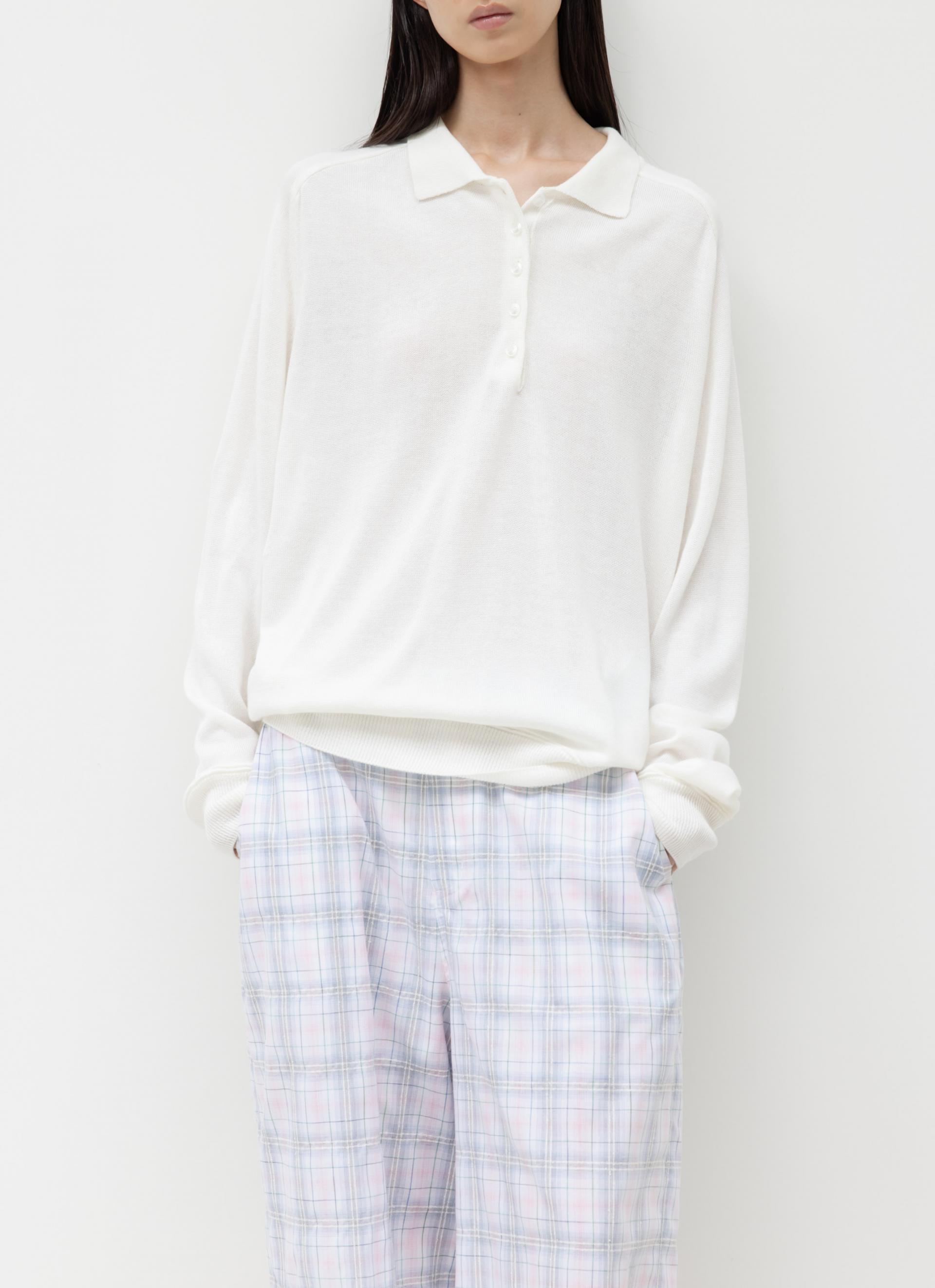26SS WOOL SILK POLO KNIT / IVORY