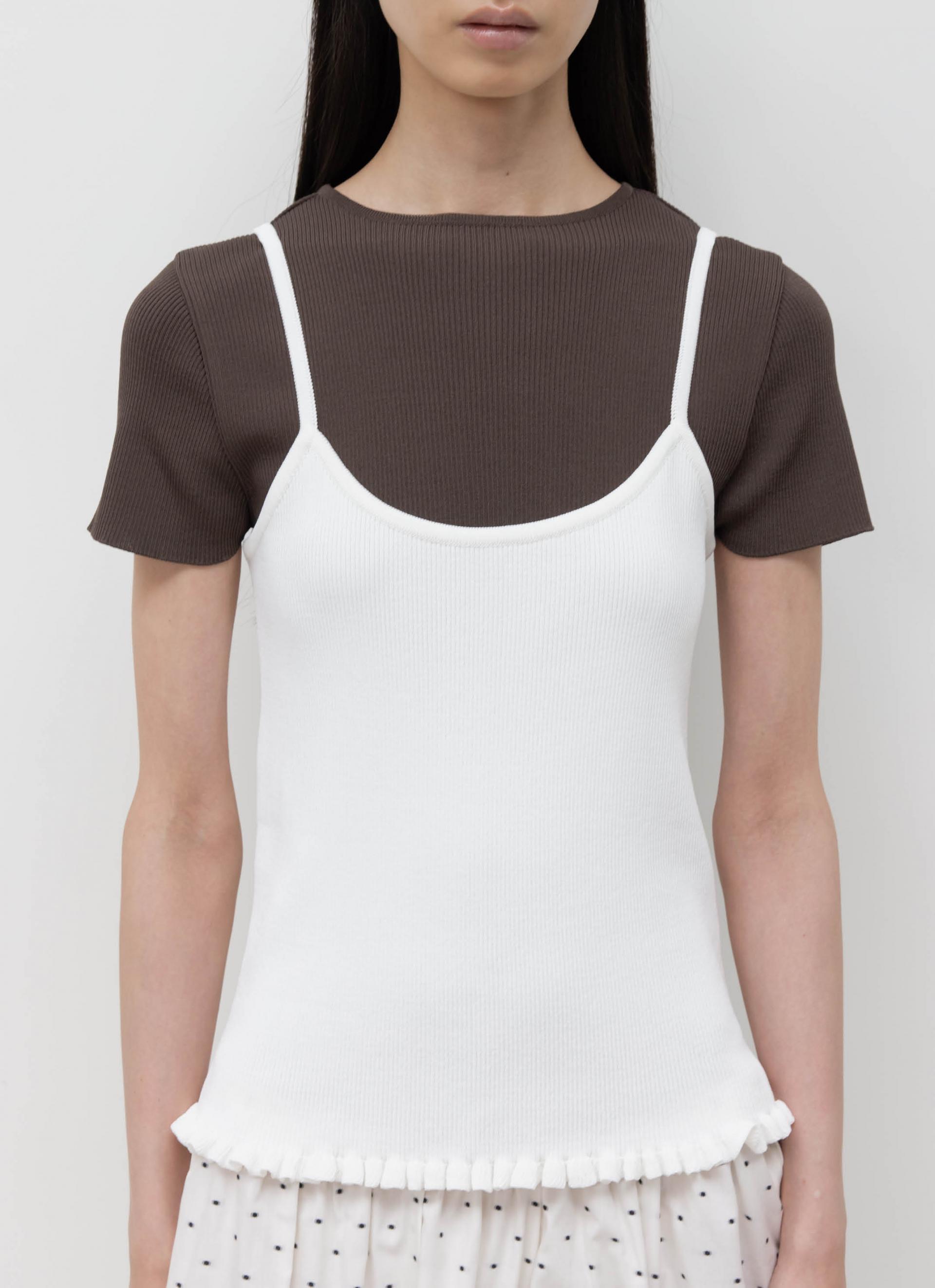 26SS RIBBED FRILL SLEEVELESS / WHITE