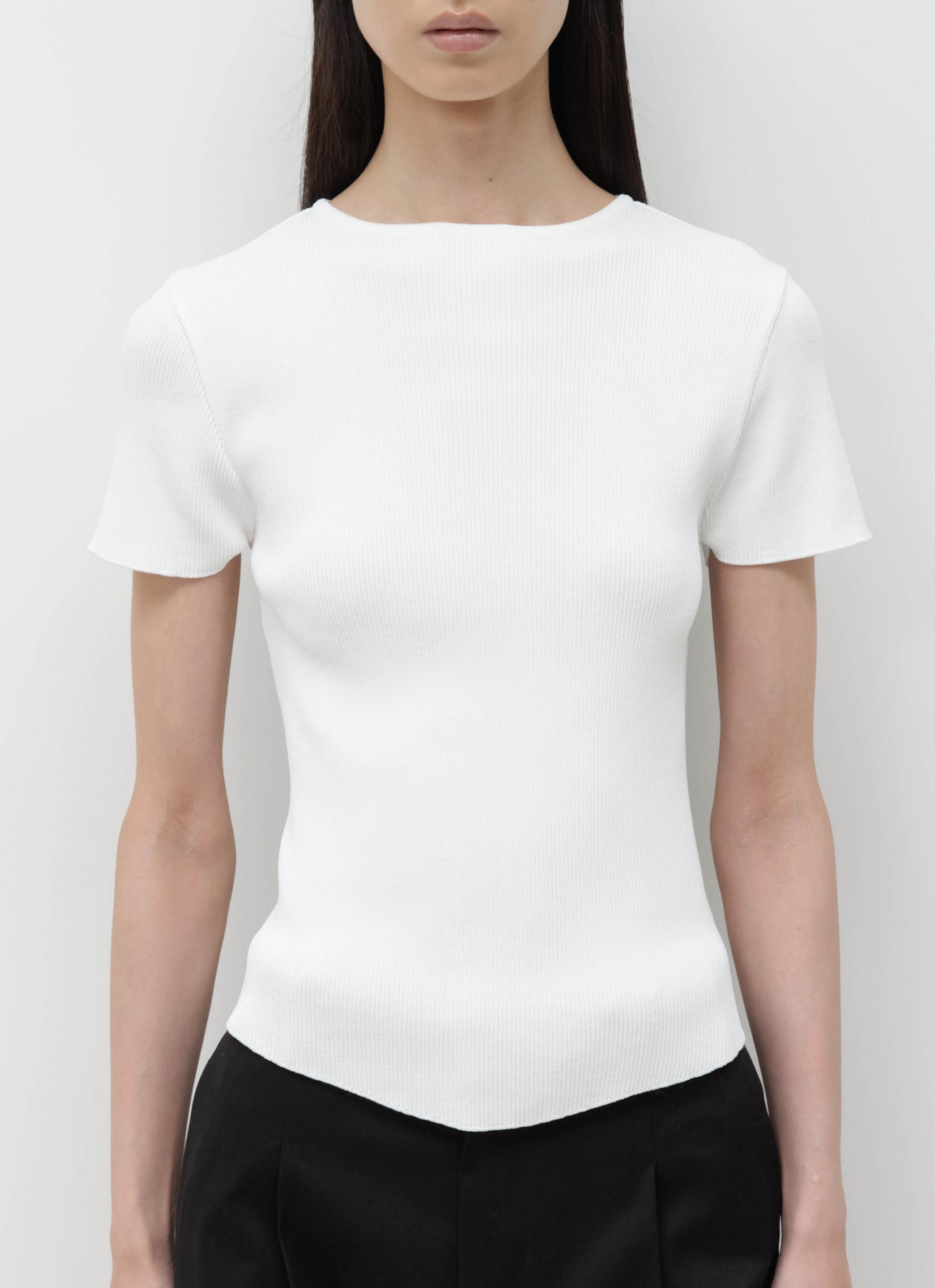 26SS RIBBED HALF SLEEVE KNIT / WHITE
