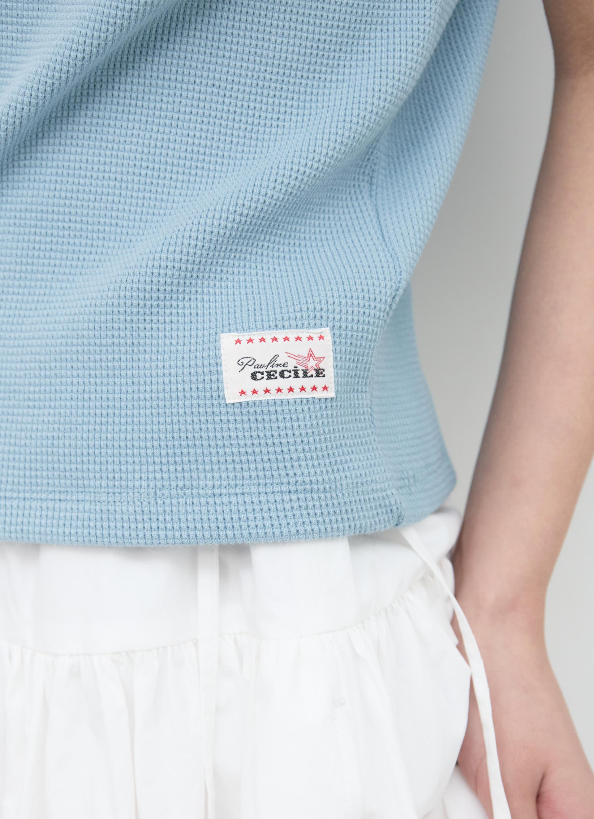 26SS PETITE WAFFLE TOP / LIGHT BLUE
