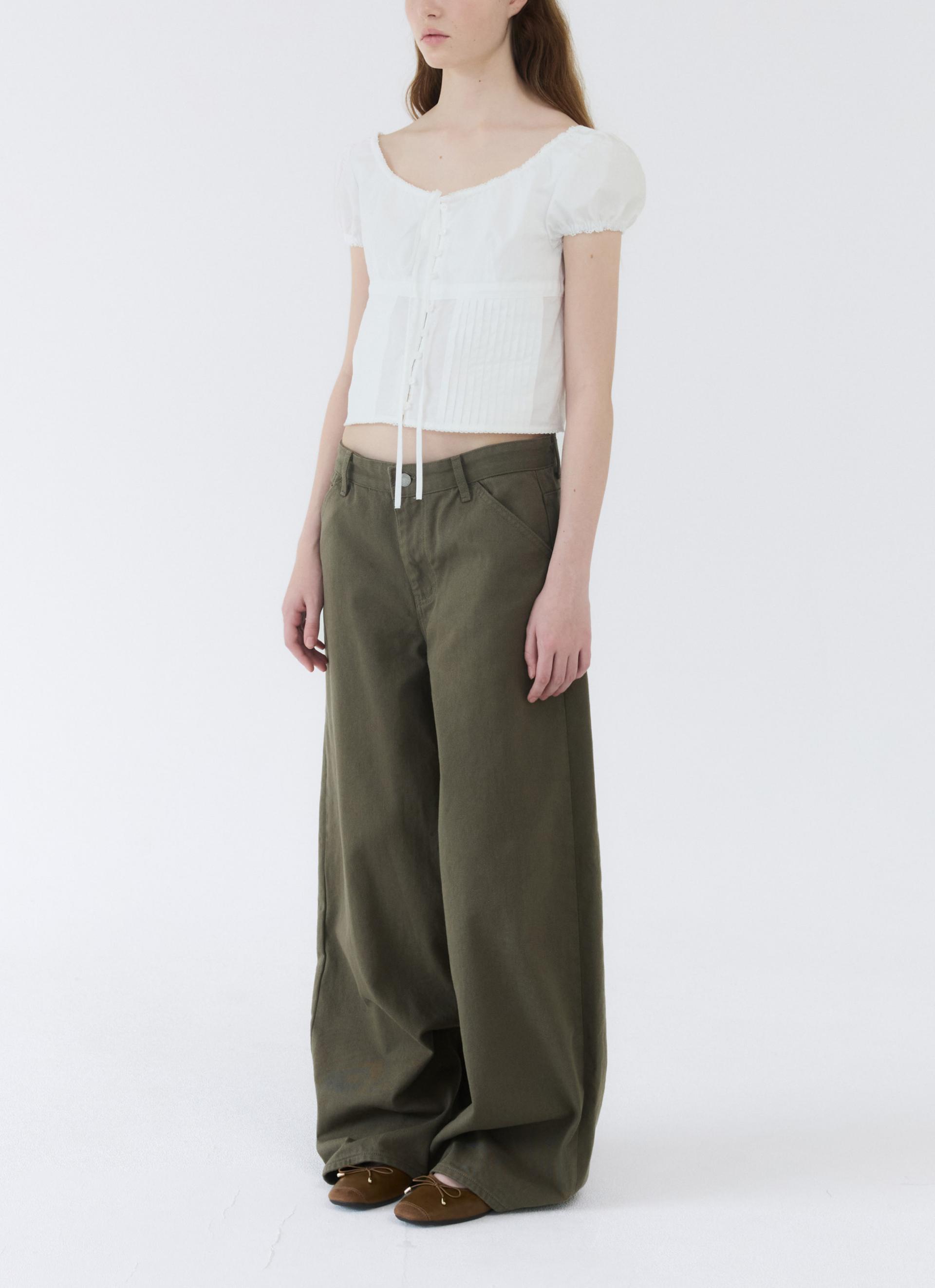 26SS WIDE CINCH-BACK JEAN / KHAKI