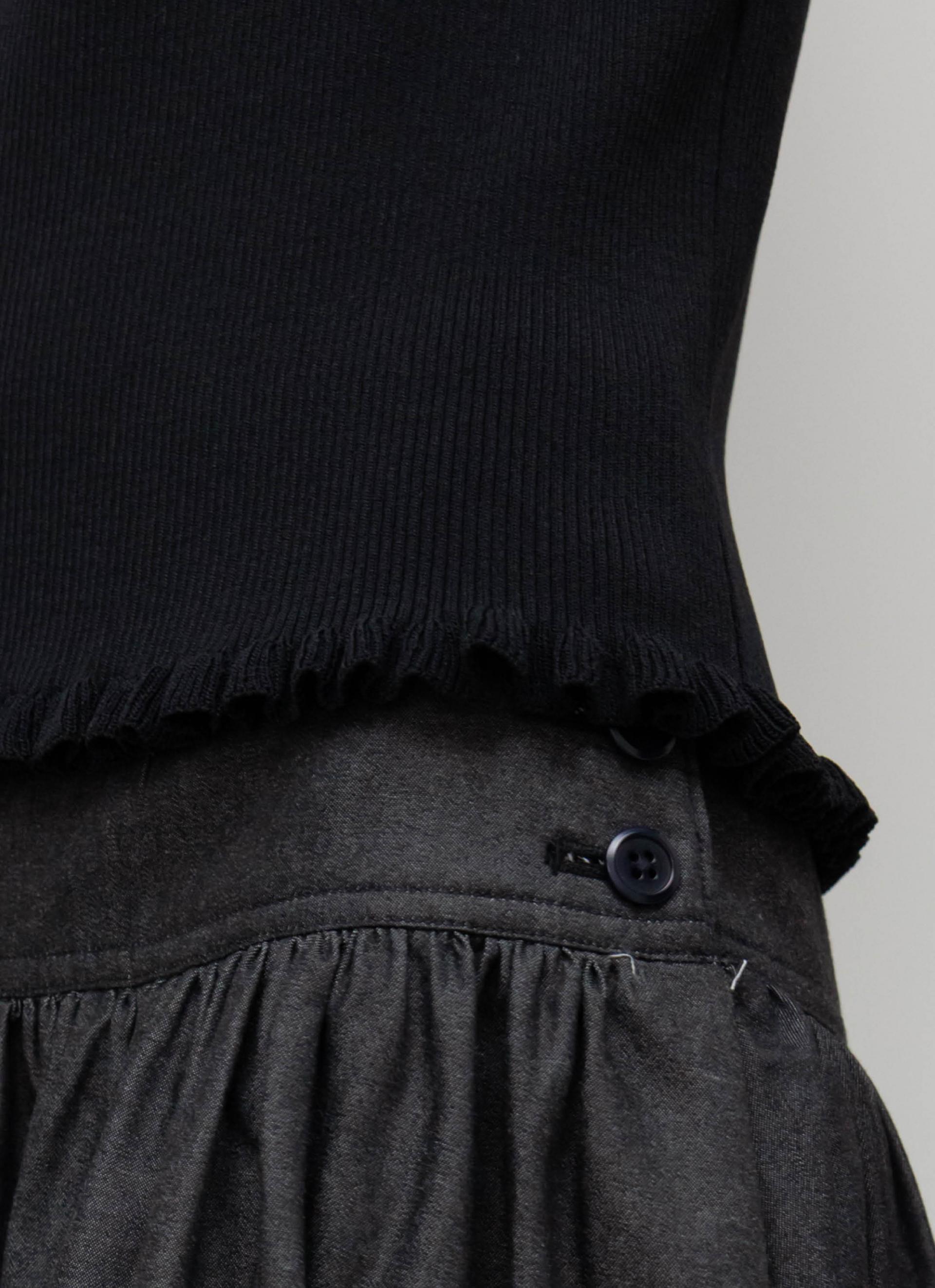 26SS RIBBED FRILL SLEEVELESS / BLACK