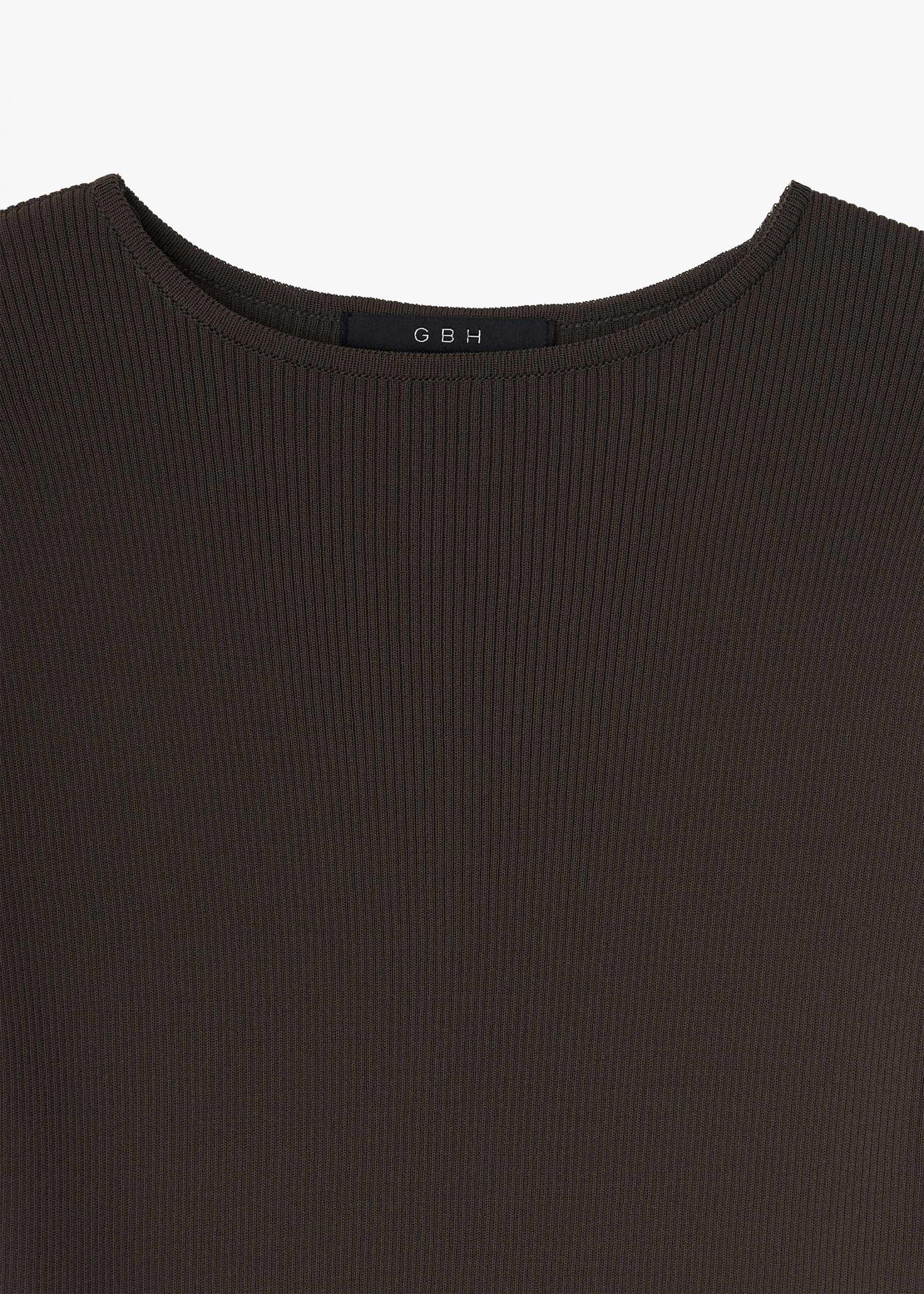 26SS RIBBED HALF SLEEVE KNIT / BROWN