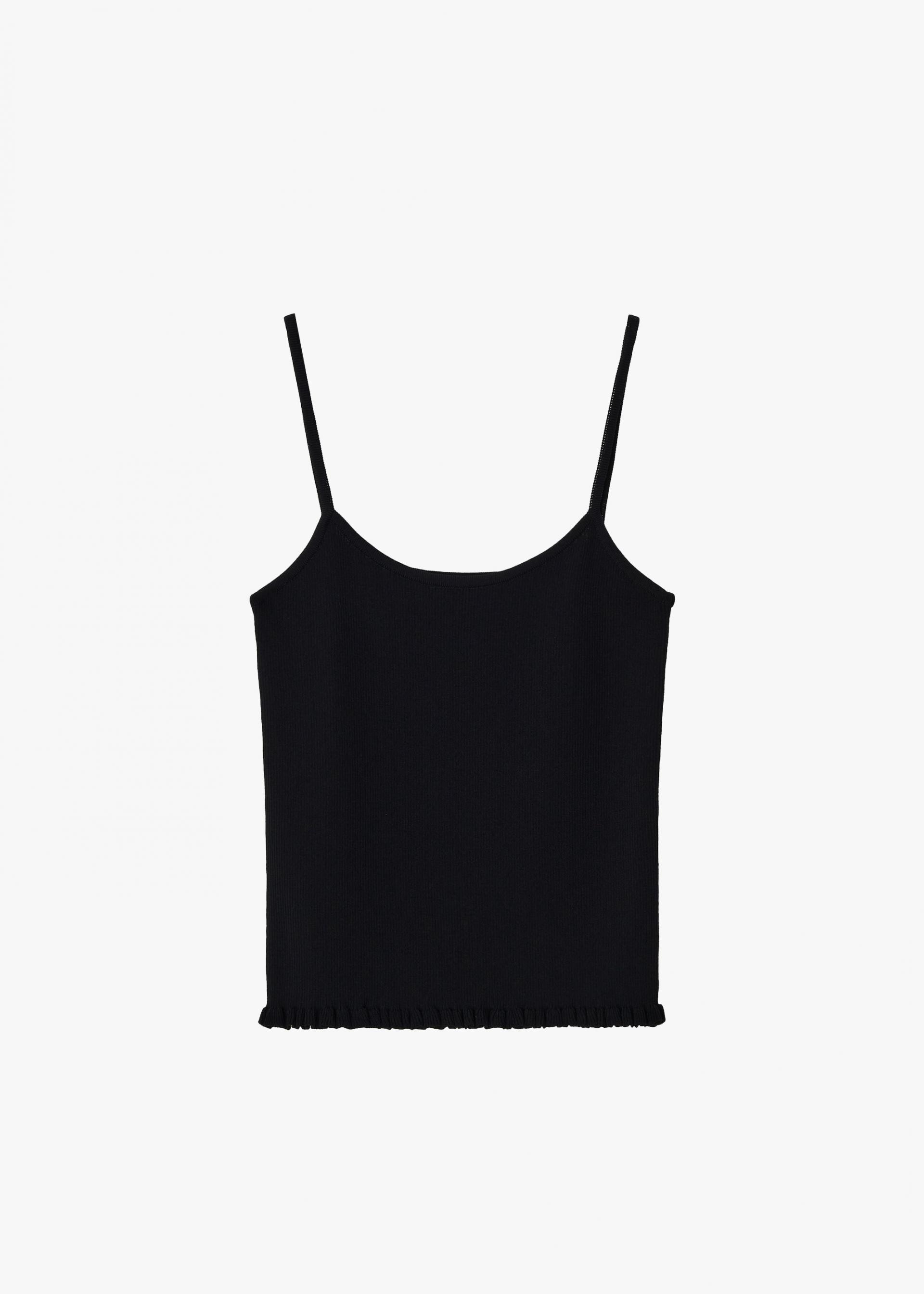 26SS RIBBED FRILL SLEEVELESS / BLACK
