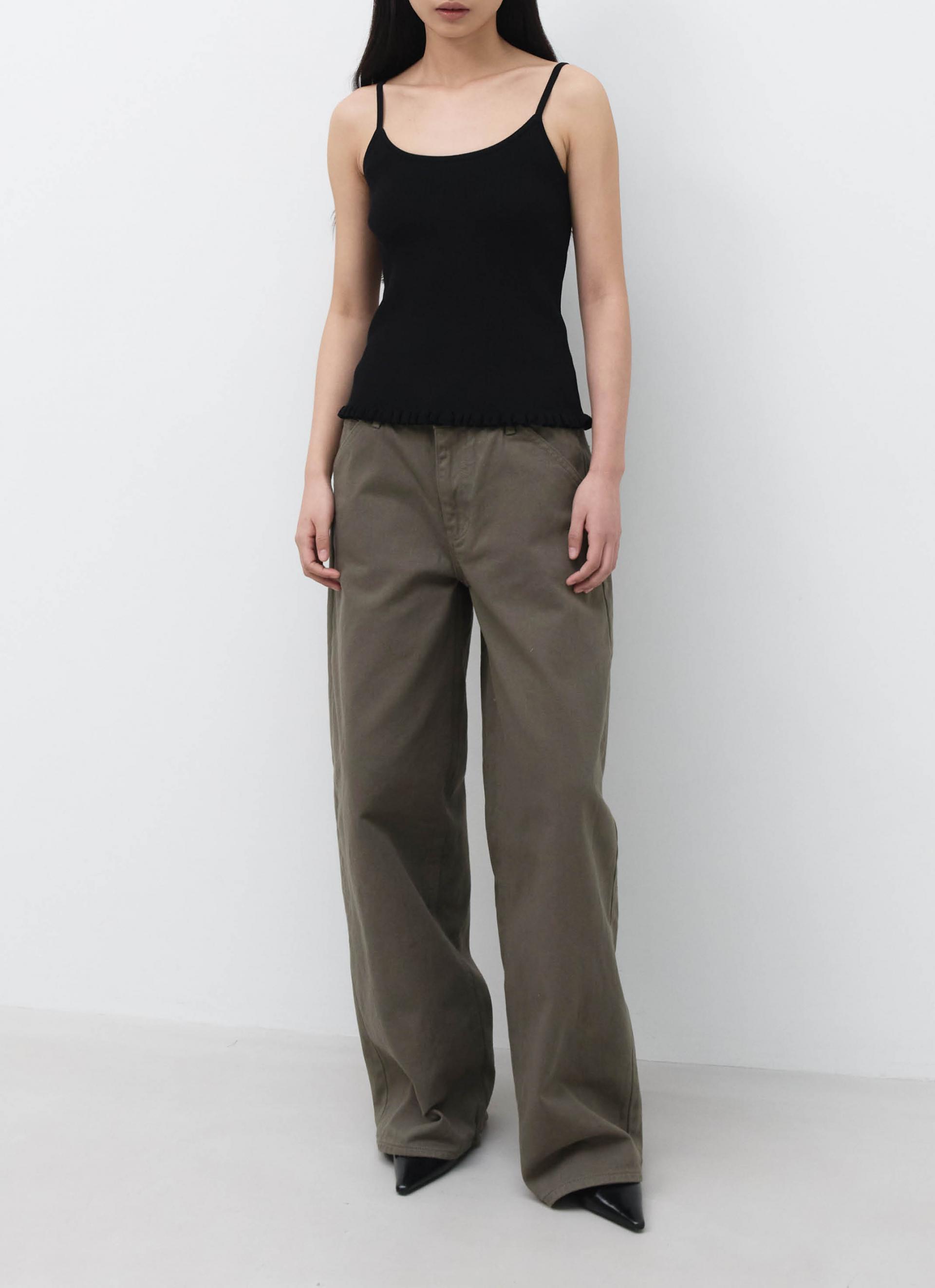 26SS RIBBED FRILL SLEEVELESS / BLACK