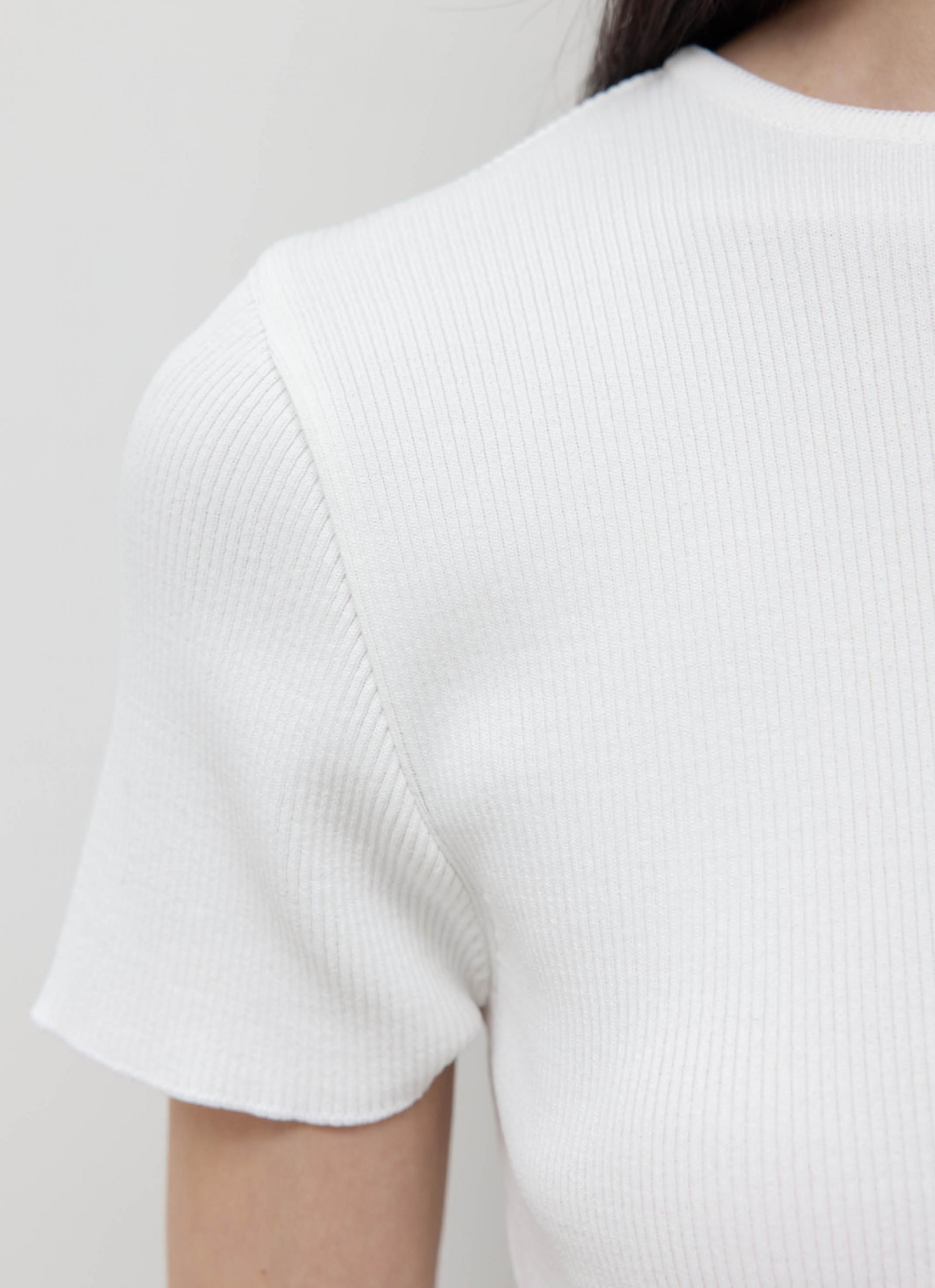 26SS RIBBED HALF SLEEVE KNIT / WHITE