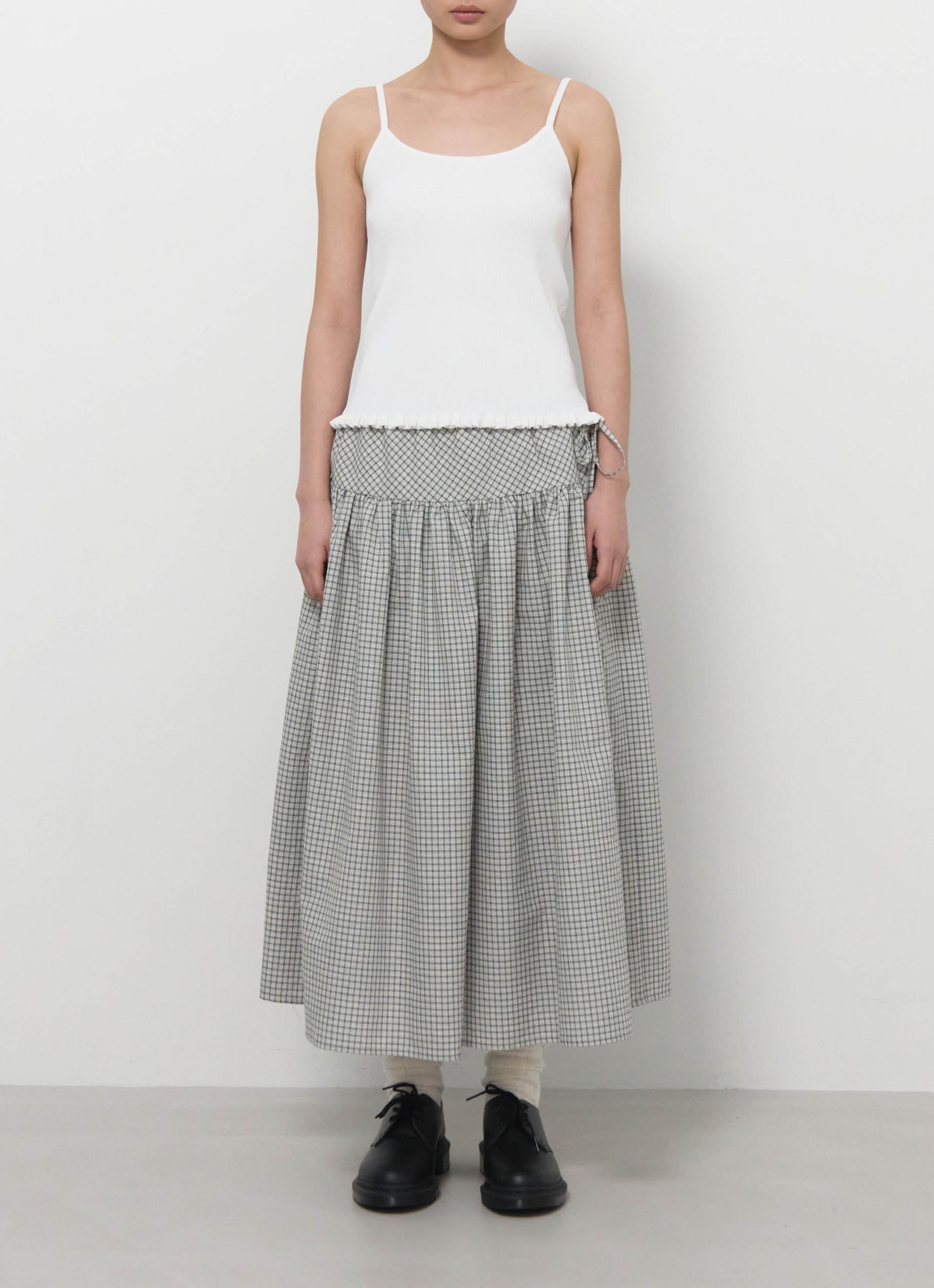 26SS SIDE DRAWSTRING FLARE SKIRT / CHECK
