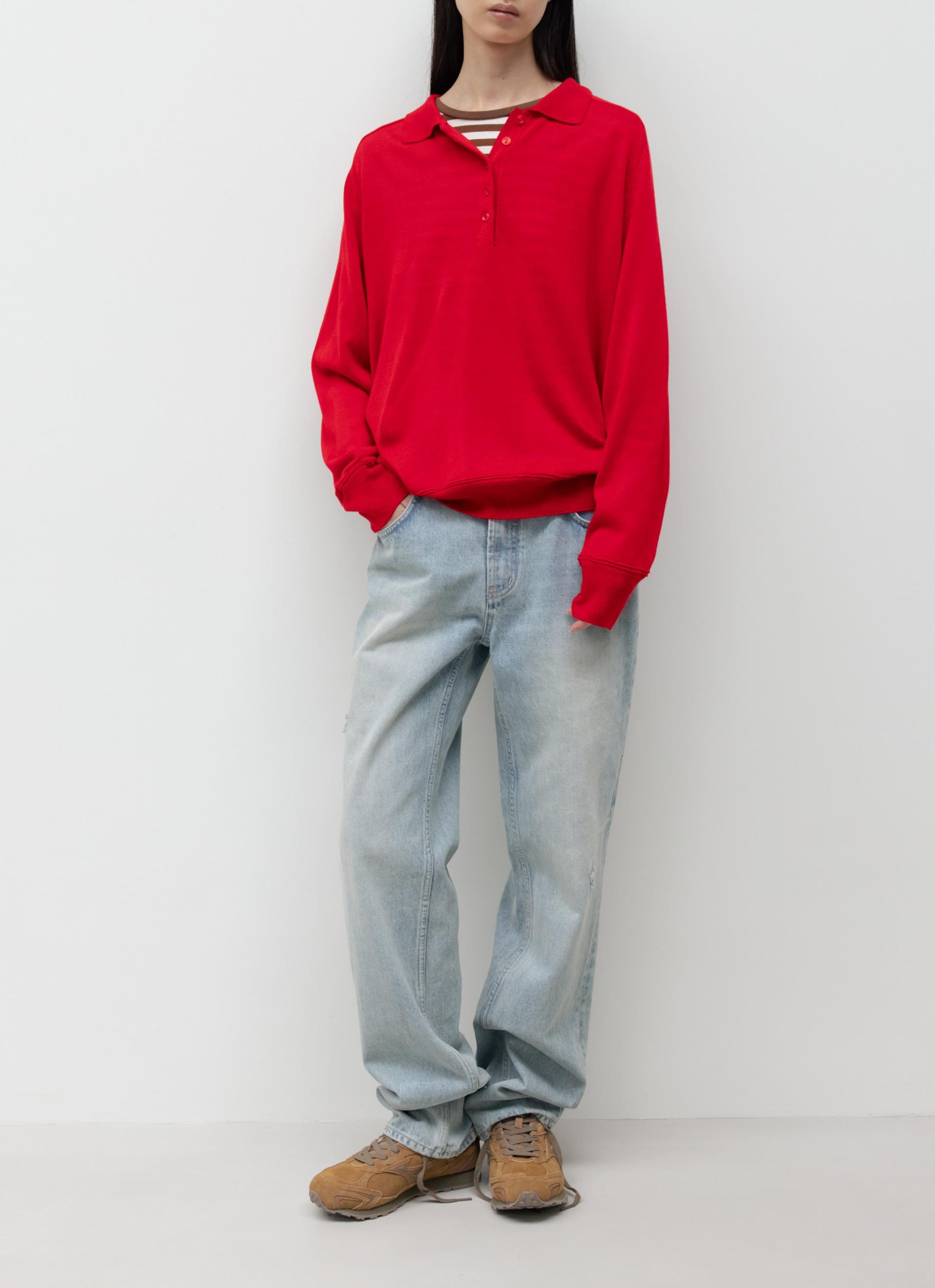 26SS WOOL SILK POLO KNIT / RED