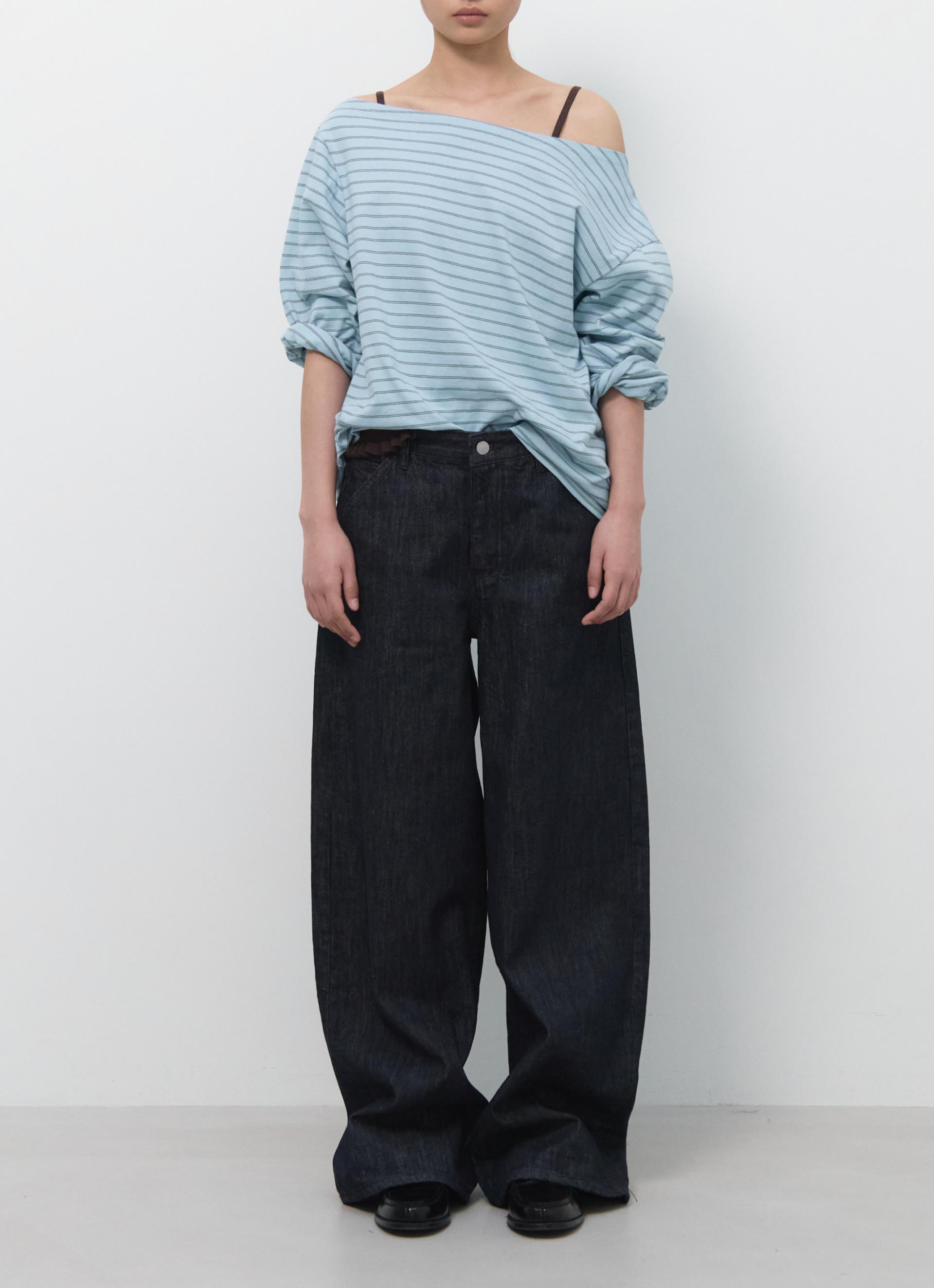 26SS OFF SHOULDER STRIPE TOP / BLUE